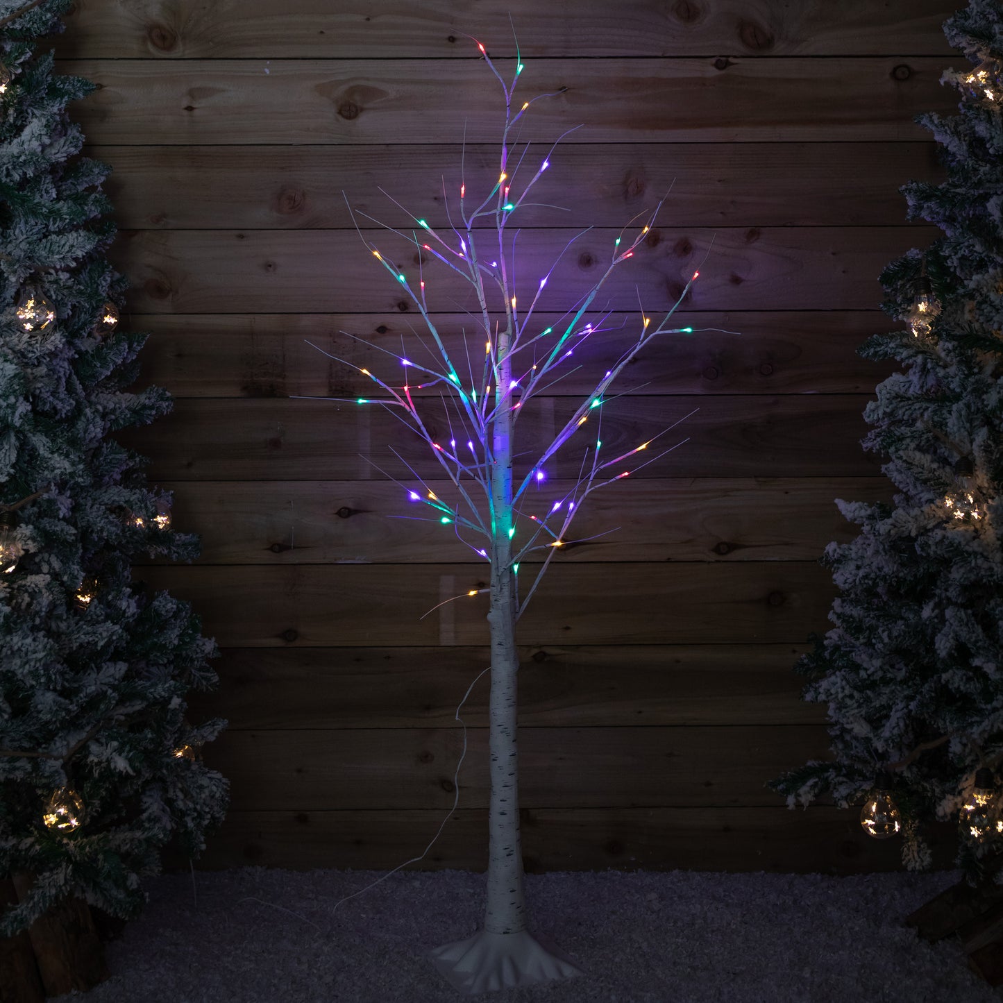 5ft (1.5m) Light up Christmas Birch Tree with 64 Multi-Coloured LEDs