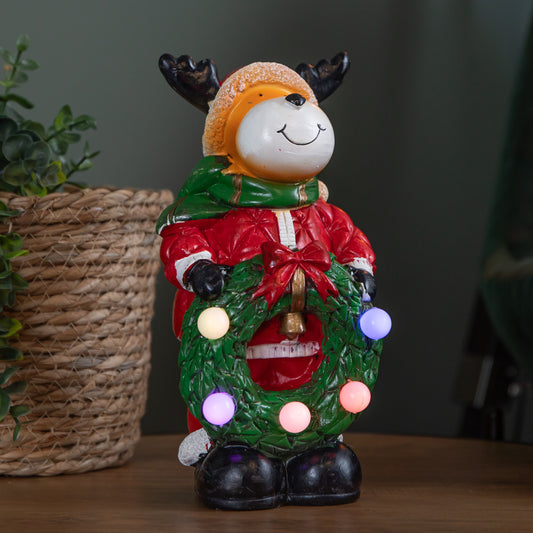25cm Light up Rudy Rudolph Christmas Hand Painted Decoration with LEDs