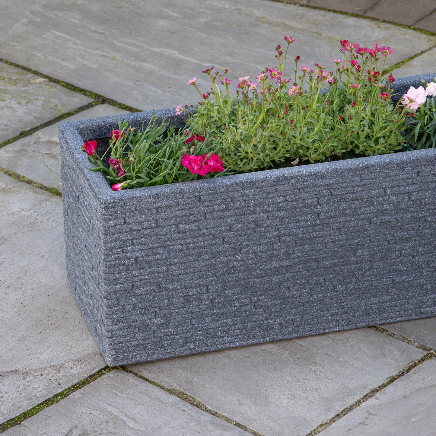 25cm Plastic Ash Grey Slate Effect Garden Patio Trough