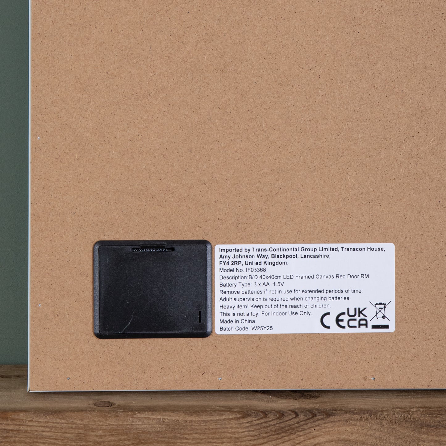 40 x 40cm Battery Operated Light up Framed Christmas Canvas with Red Door & Warm White LEDs