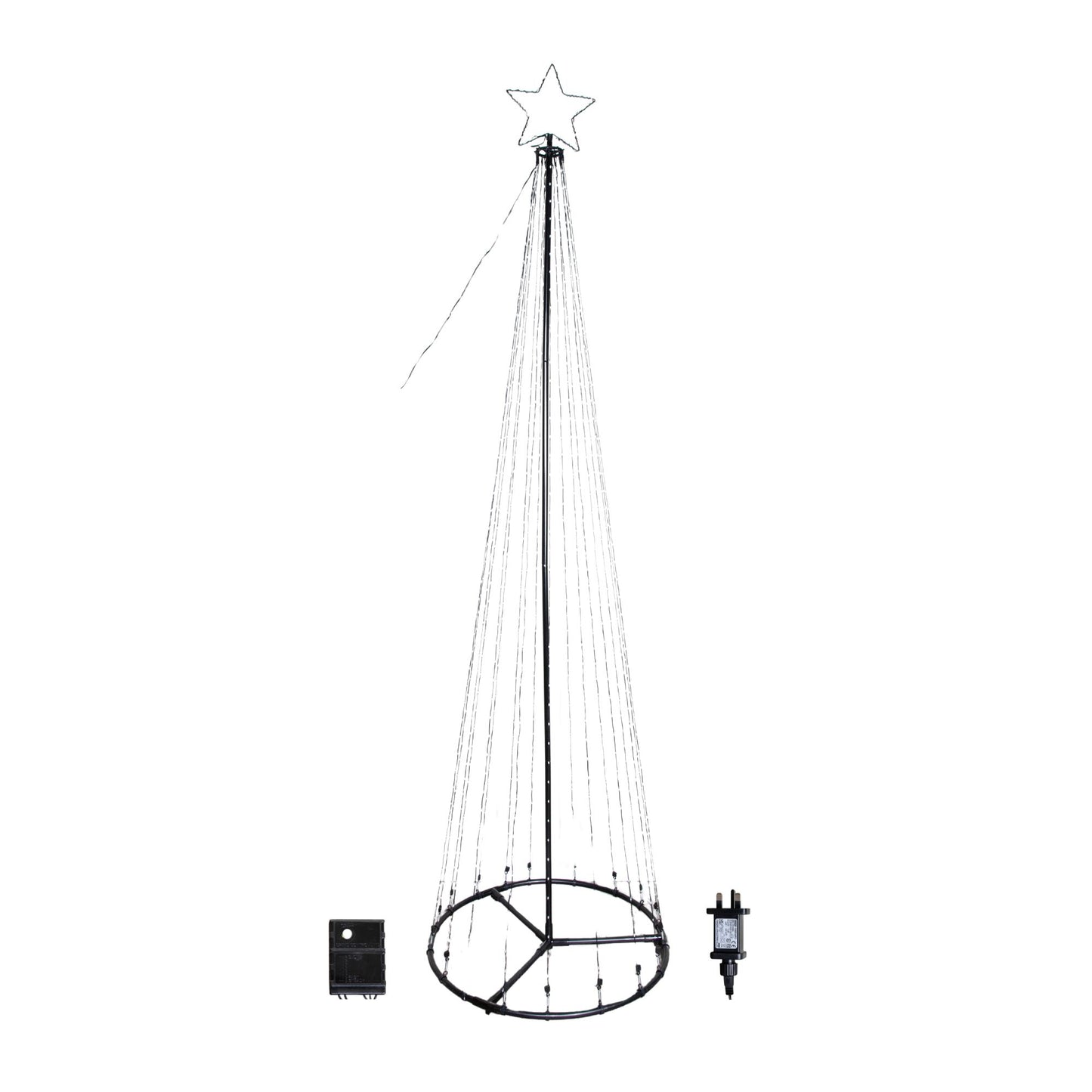 2.5m Light up Christmas Pyramid Cone Tree with 835 Multi-Action White & Warm White LEDs