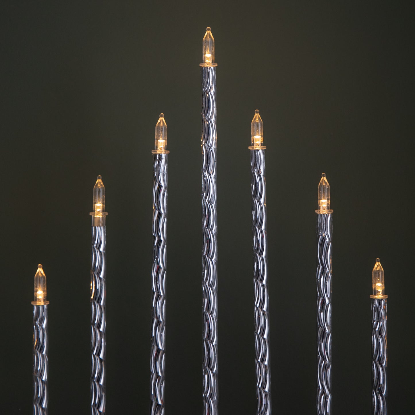 26cm Battery Operated Silver Light up Christmas Candle Bridge with 9 Warm White LEDs