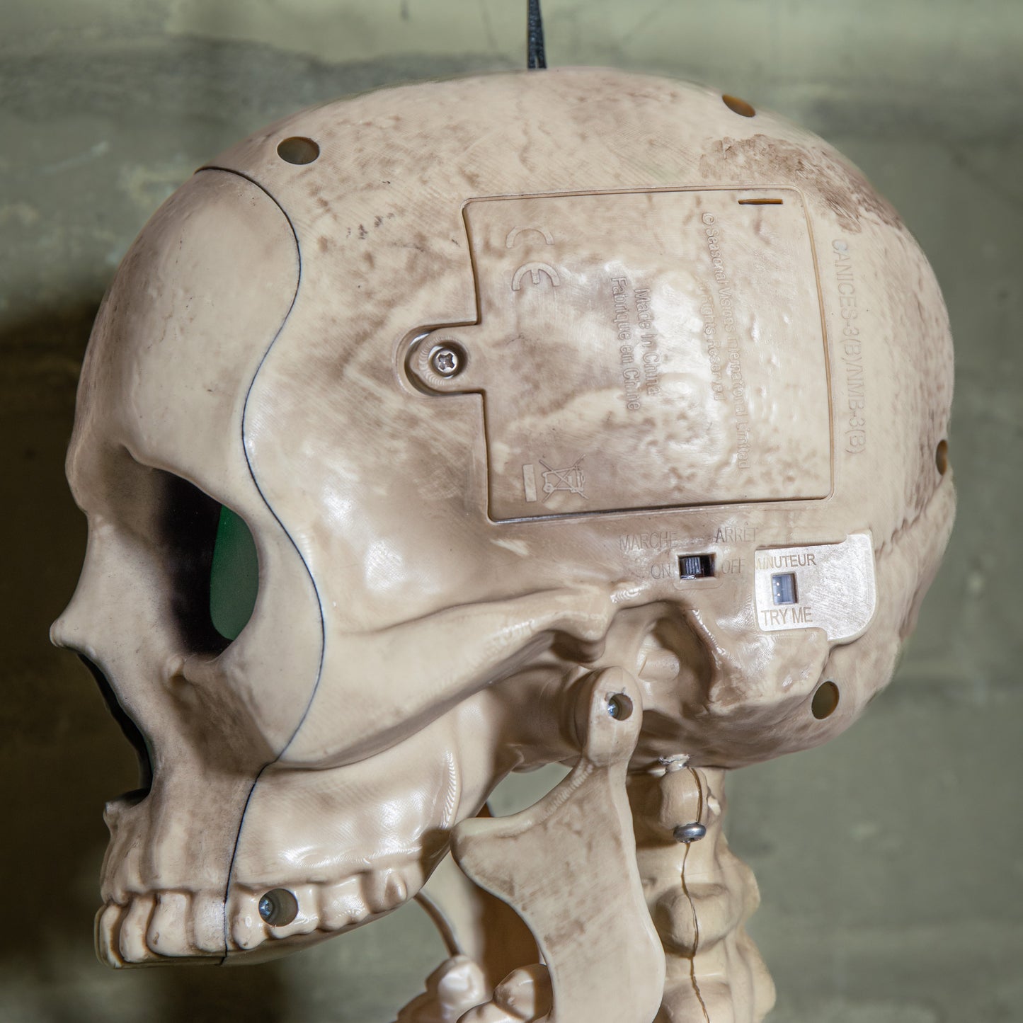 5ft (152cm) Battery Powered Light up Halloween Skeleton with Poseable Joints & Green LEDs