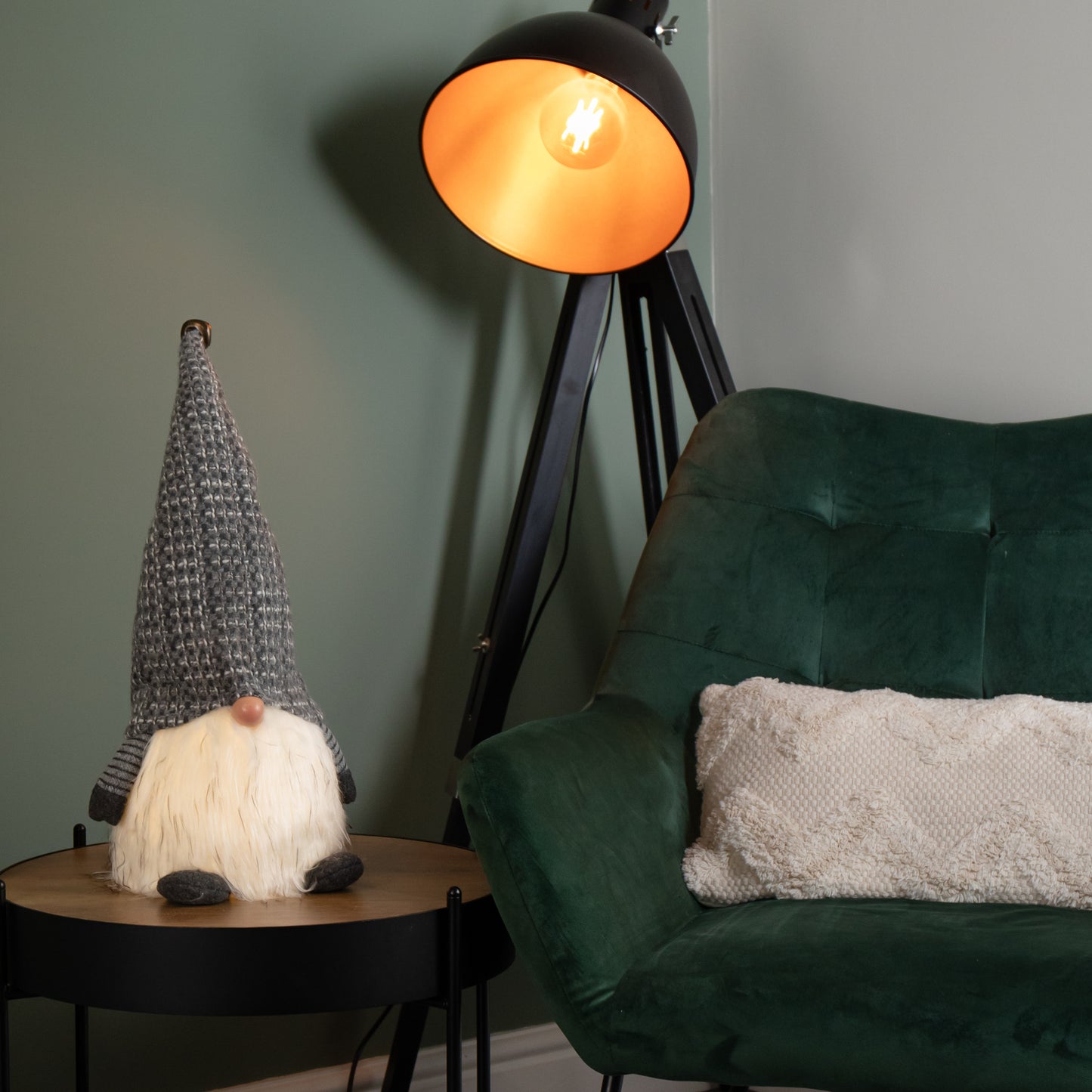 50cm Battery Operated Christmas Sitting Gonk Decoration in Dark Grey