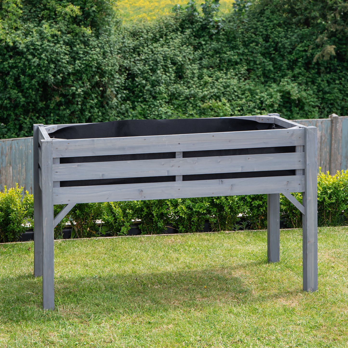 75 x 123cm Samuel Alexander Large Raised Grey Wooden Garden Bed Planter with Slatted Base