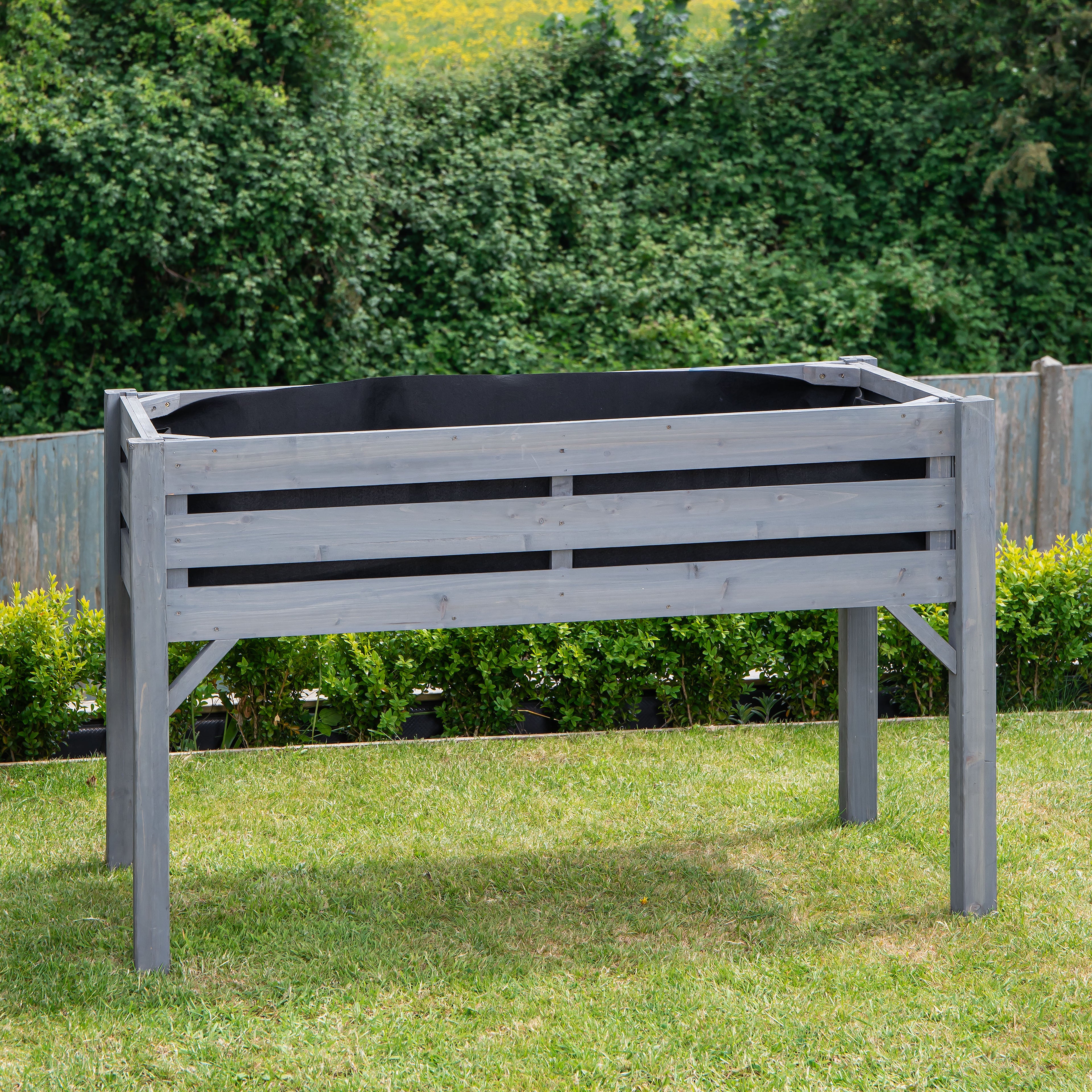 75 x 123cm Samuel Alexander Large Raised Grey Wooden Garden Bed Planter with Slatted Base