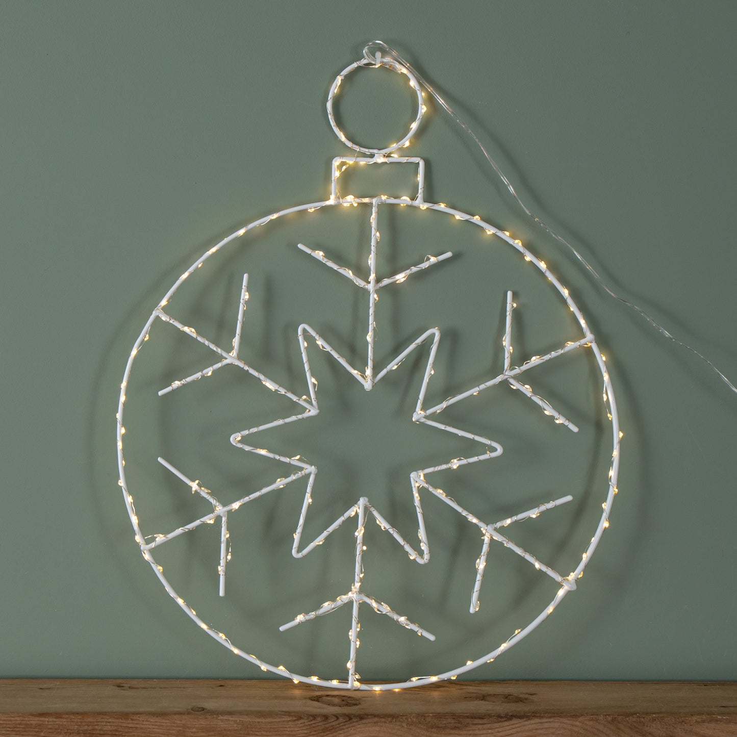 48cm x 38cm Light up Hanging Christmas Snowflake Bauble with 250 Warm White LEDs