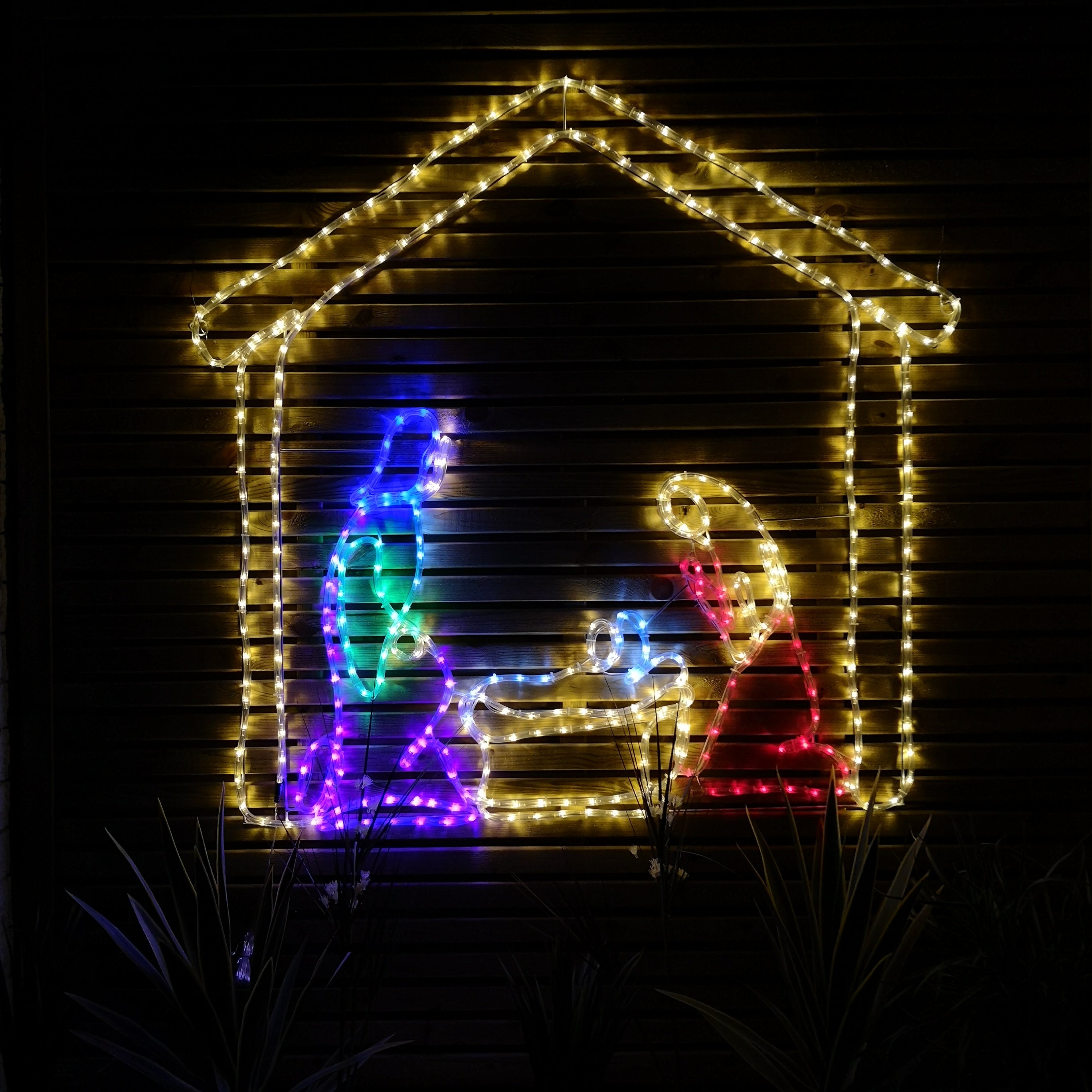 1.2m Nativity Scene Rope Light with 384 Multi Coloured LEDs Hanging Christmas Decoration