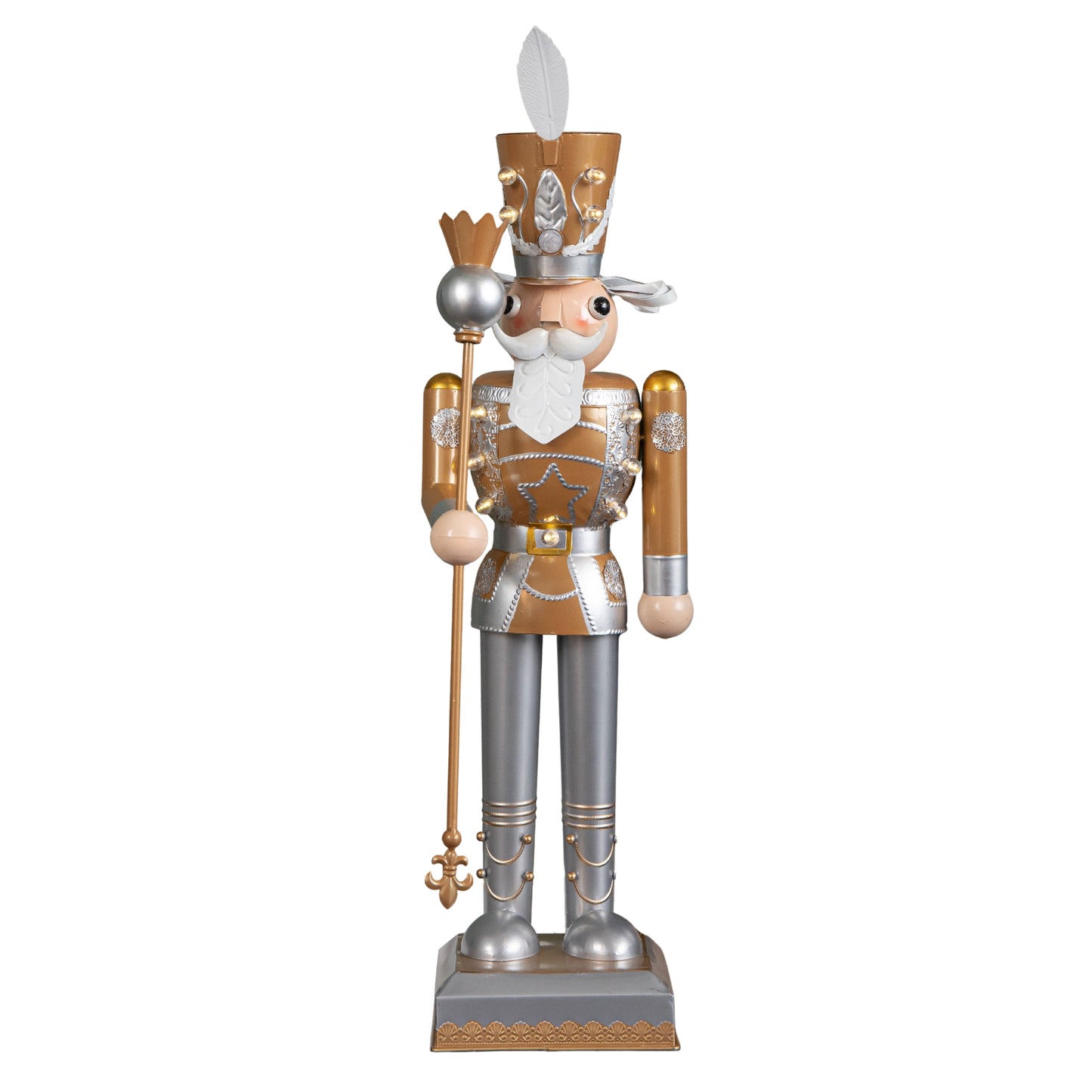 80cm Battery Operated Light up Gold Christmas Nutcracker with LEDs