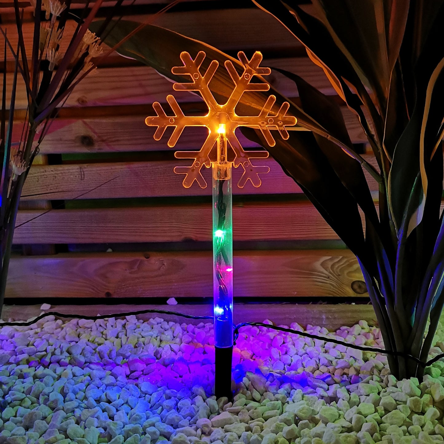 Set of 8 Battery Operated LED Multi Coloured Snowflake Path Lights Christmas Decoration with Timer