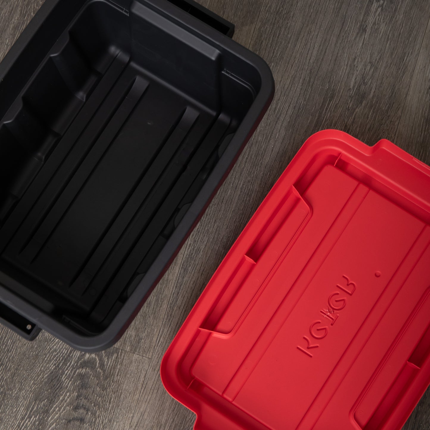 11L Black and Red Small Tuff Stackable Storage Box with Lid and Carry Handles