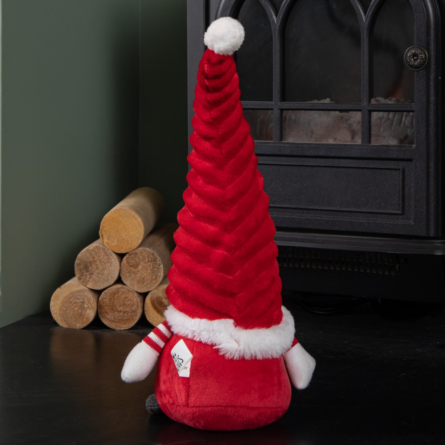 40cm Sitting Plush Christmas Gonk with Grooved Hat in Red