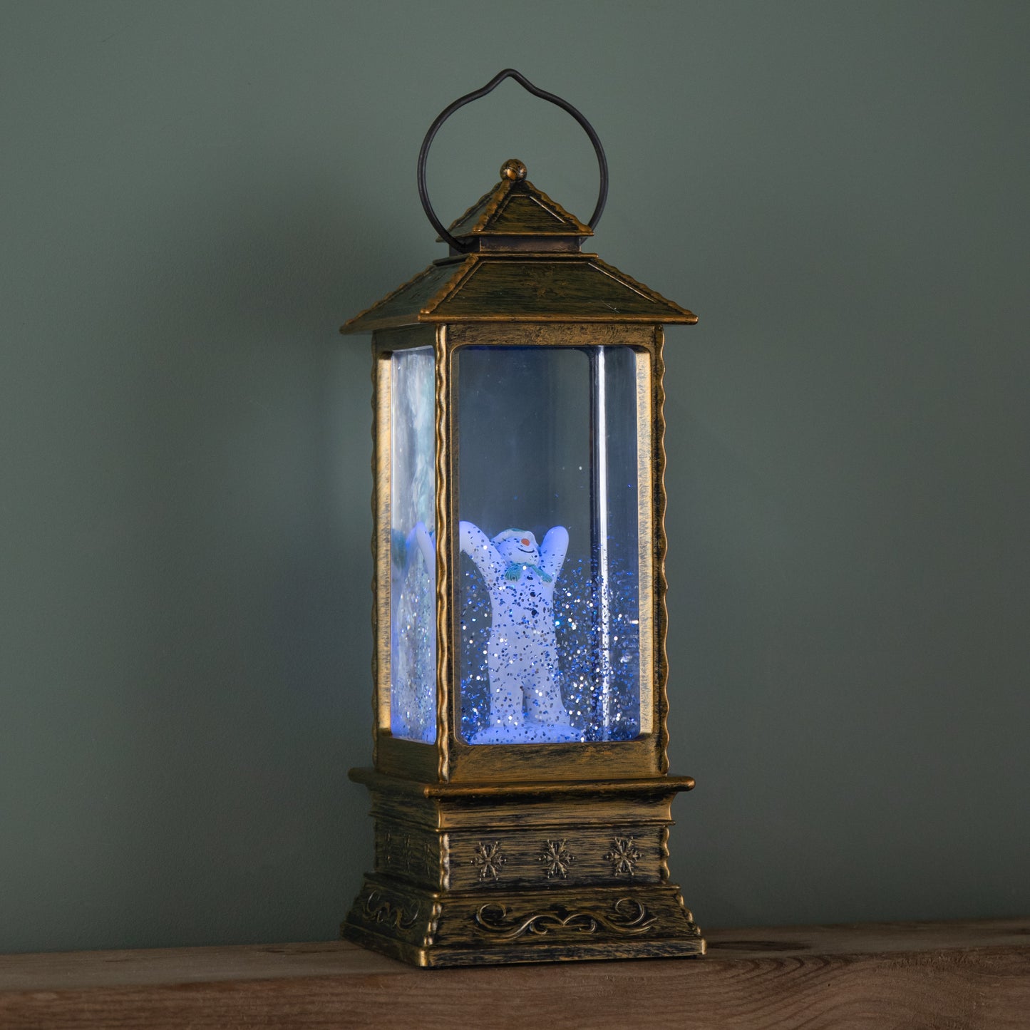 29cm Dual Powered Light up Christmas Water Spinner with The Snowman & RGB LEDs