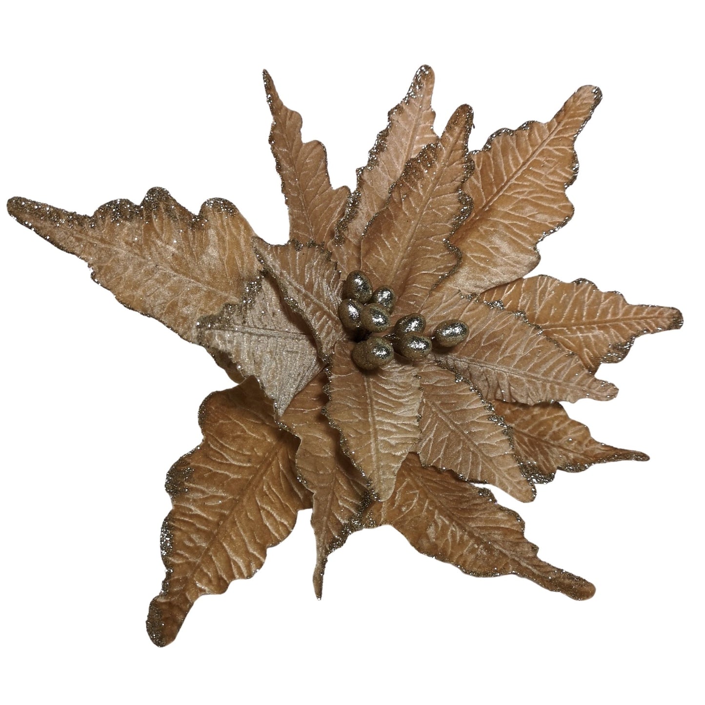 68cm Champagne Gold Velvet Poinsettia Stem Christmas Decoration 