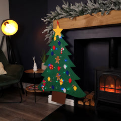 1.1m 21pcs DIY Felt Christmas Tree with Hook & Loop Decorations & 50 Multicoloured LEDs