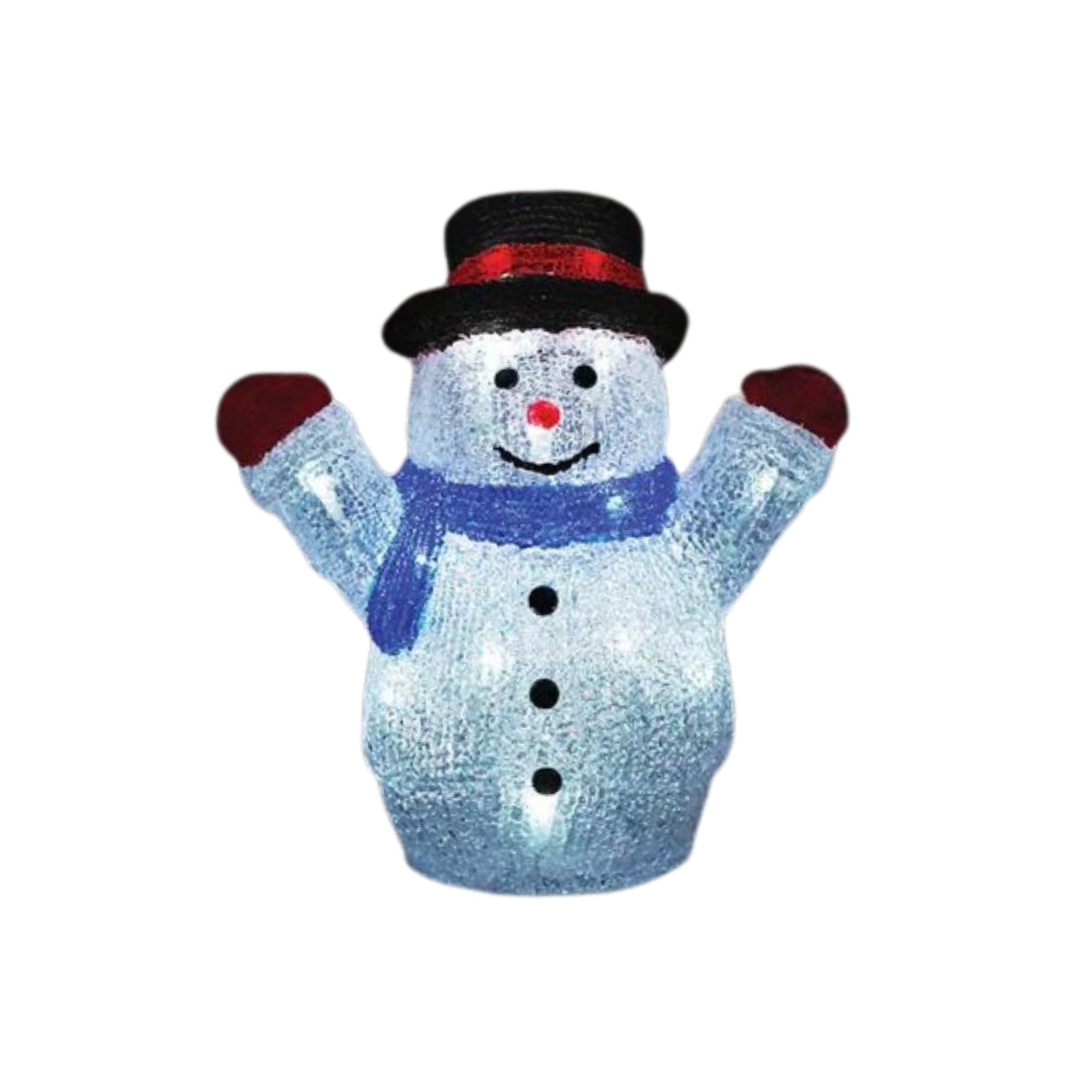 27cm Battery Operated LED Light up Acrylic Christmas Snowman Decoration