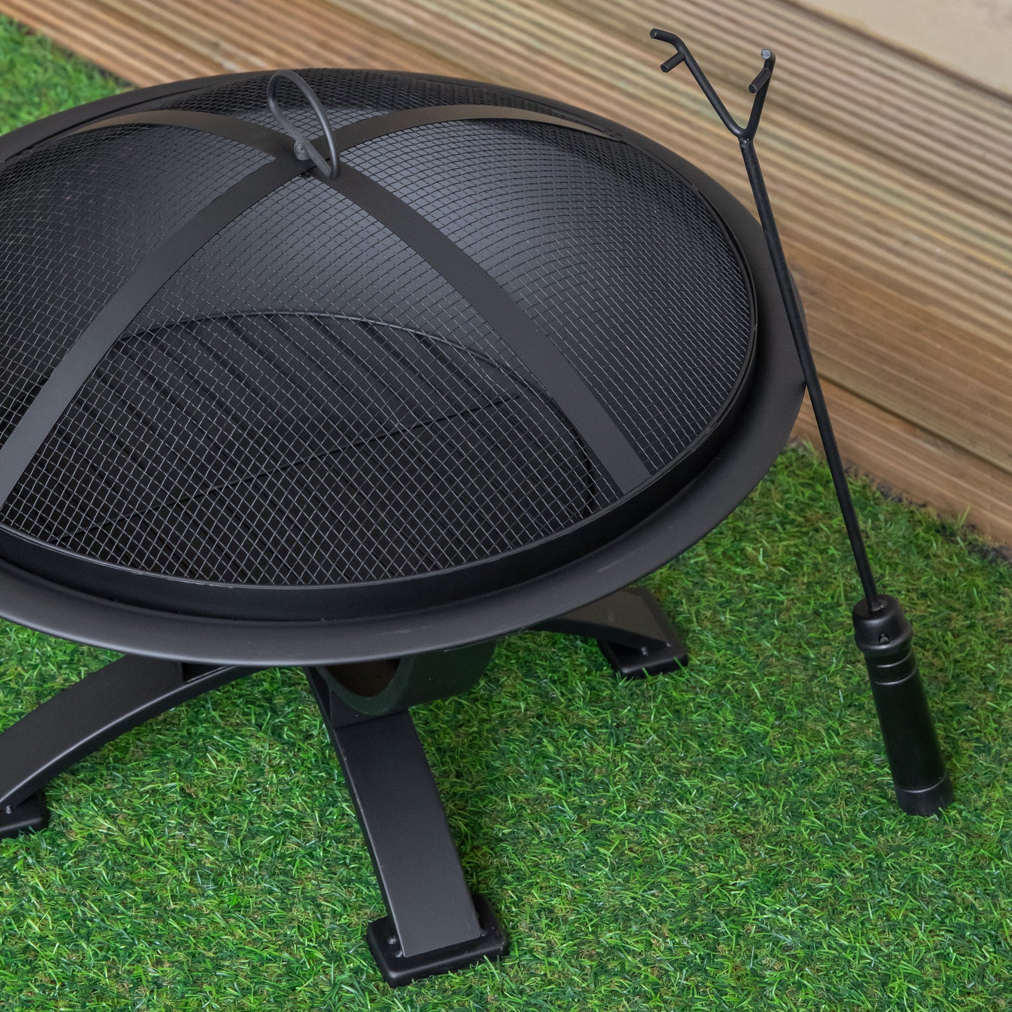 43cm Black Steel Outdoor Garden El Clasico Firepit with Fire Poker