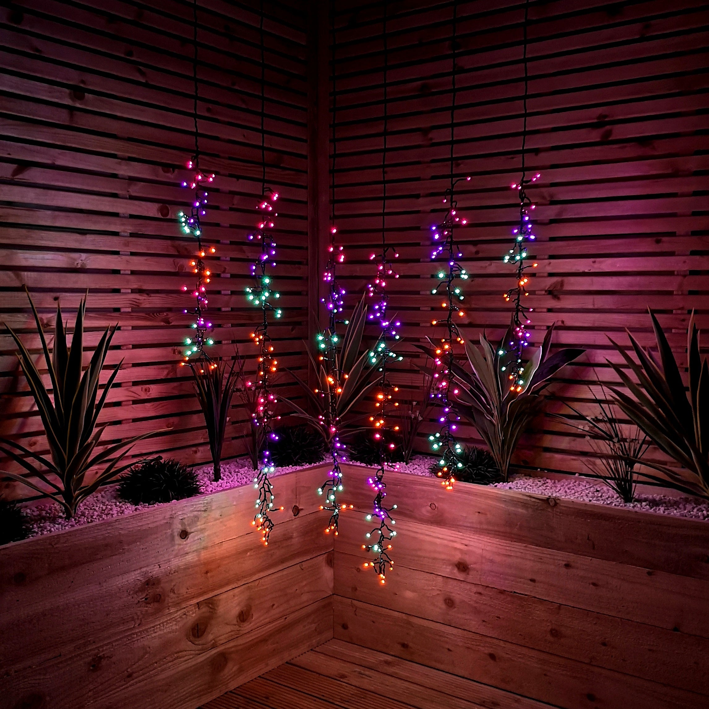 Set of 6 Drop Tree Multi-Action Christmas ClusterBrights with 384 Rainbow LEDs