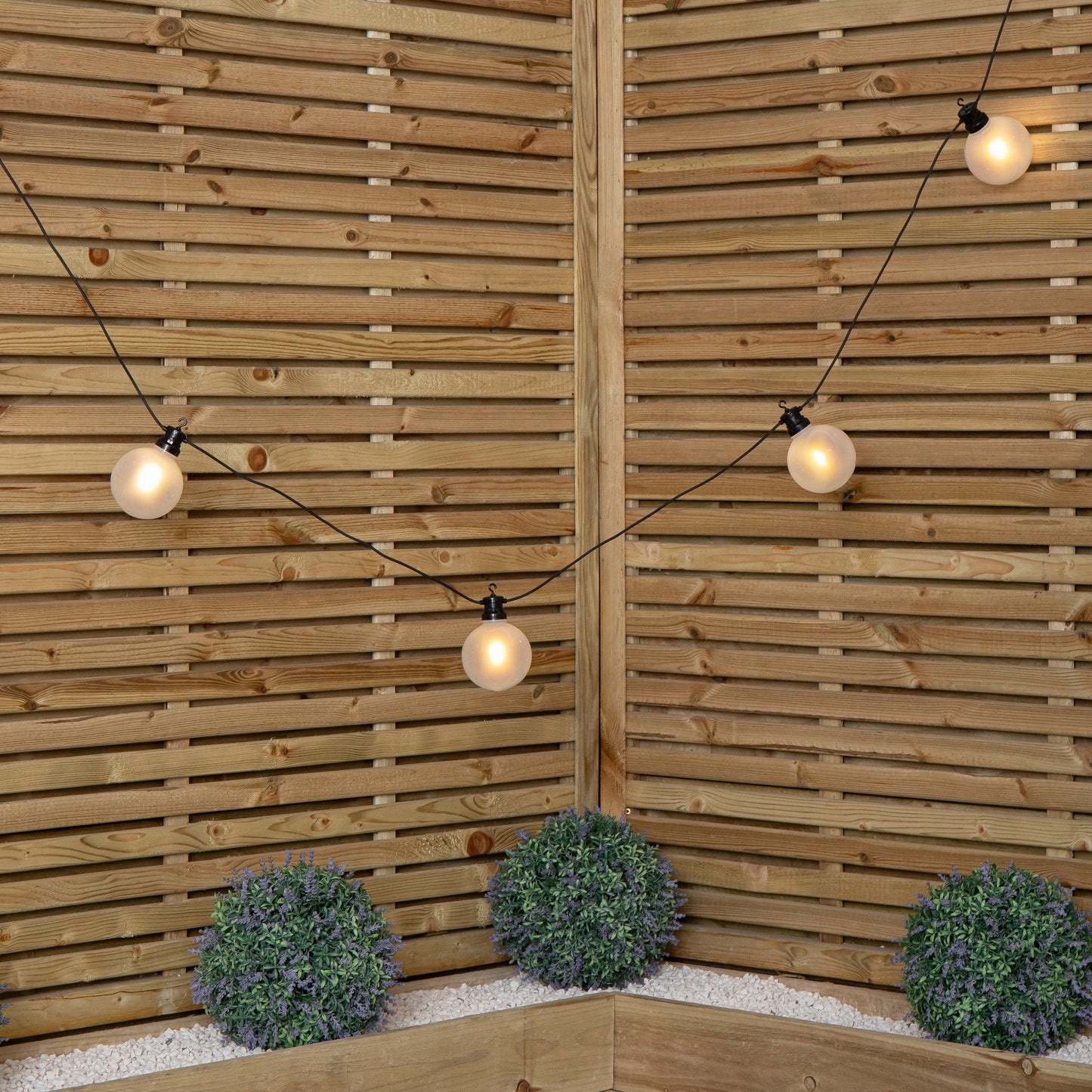 4.5m Set of 10 Frosted Ball Style Cap String Lights with Filament in Warm White