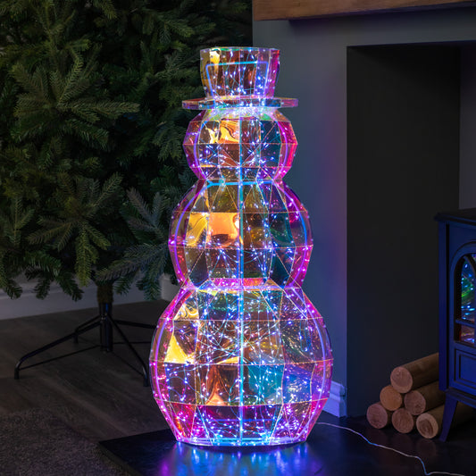 91cm Light up DreamLights Iridescent Christmas Snowman with 400 White LEDs