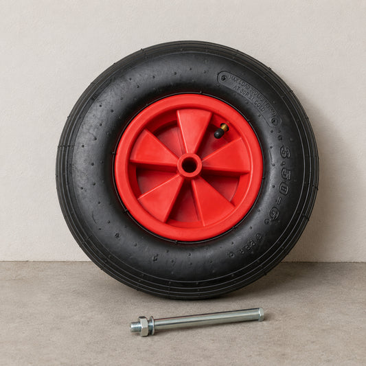 Replacement 13" x 3" Pneumatic Garden Wheelbarrow Wheel With Axle