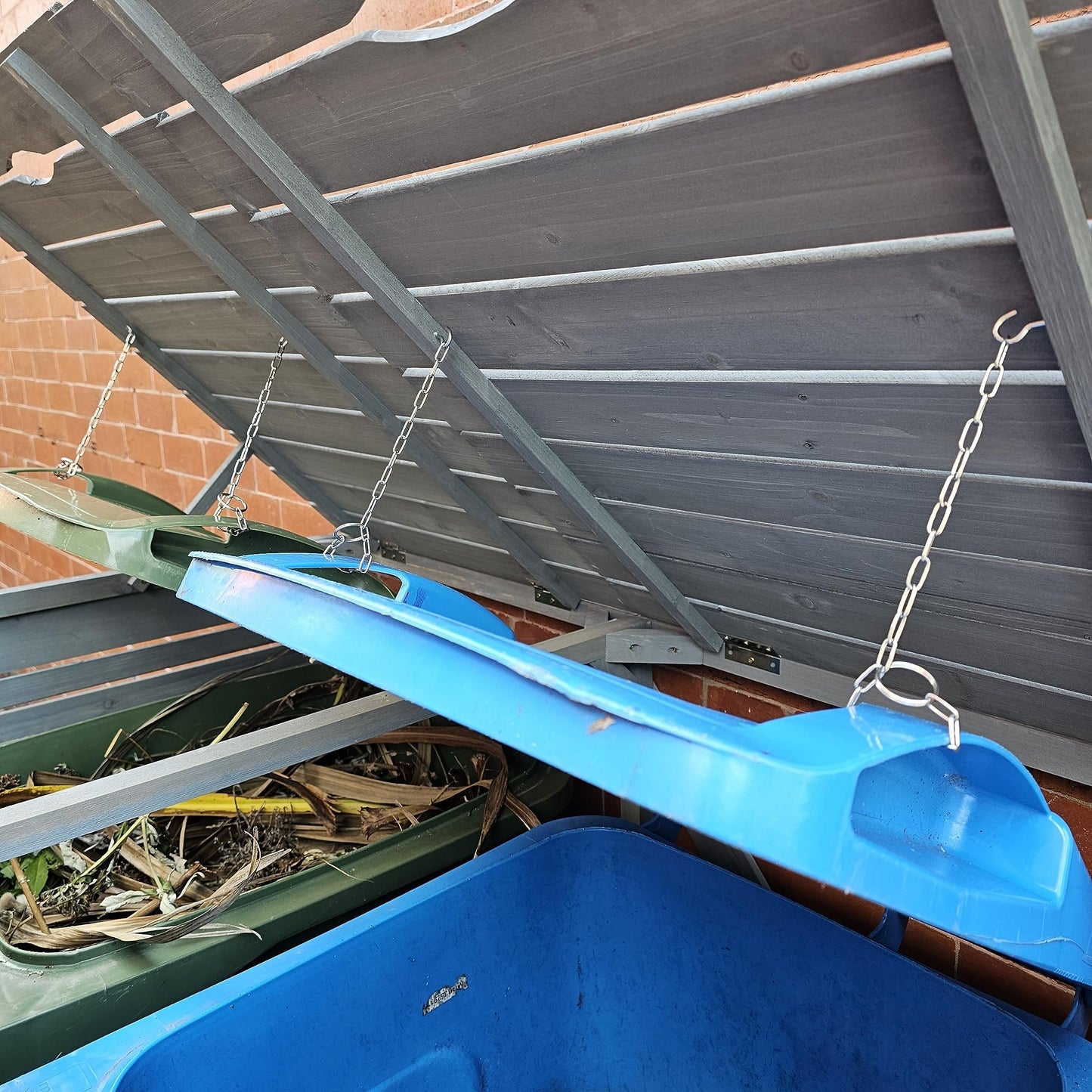 Factory Seconds 2.03m x 1.14m Large Grey Wooden Outdoor Garden Triple Wheelie Bin Store Storage for 3 Bins 