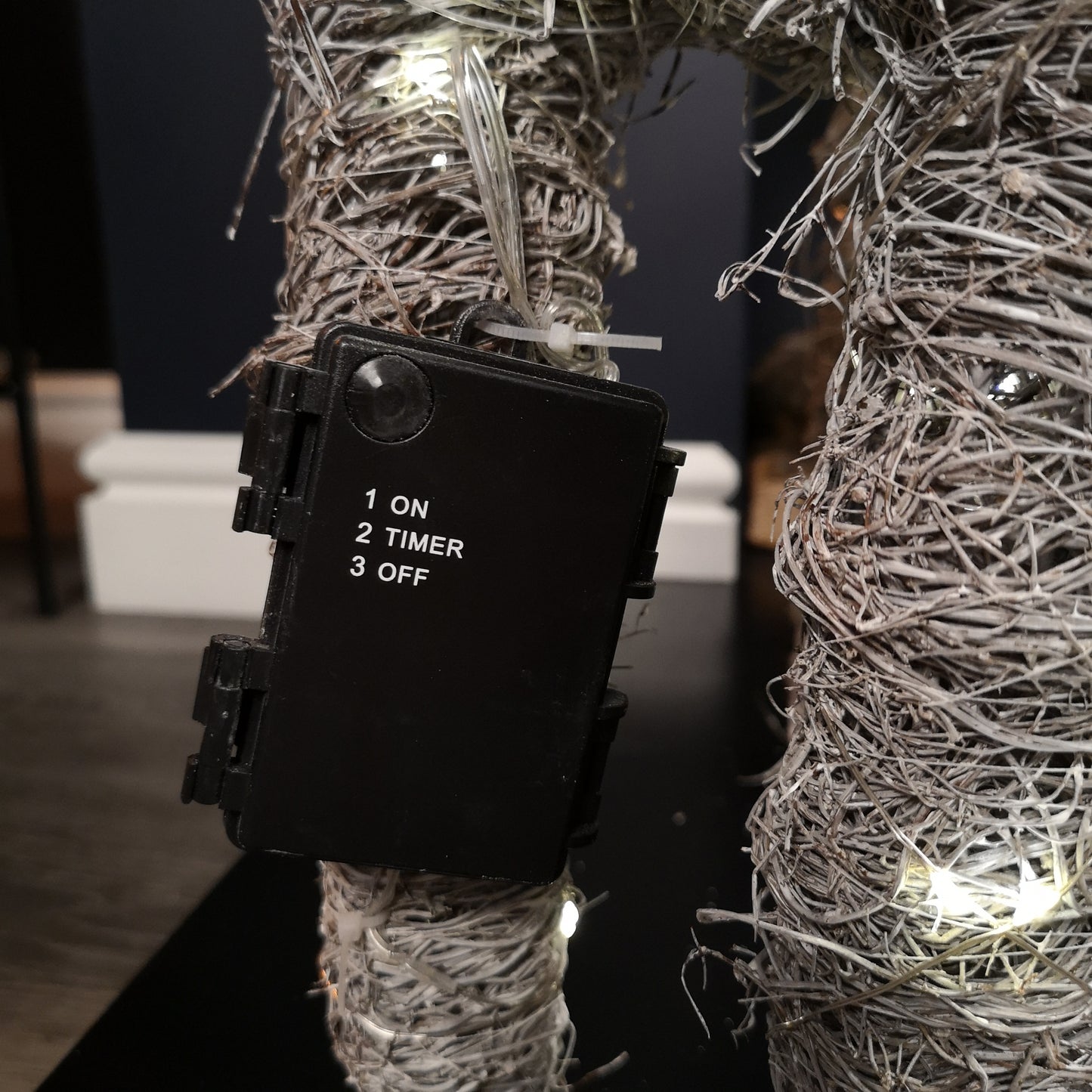 66cm Battery Operated Rattan Woven Cupid Reindeer with Warm White LEDs