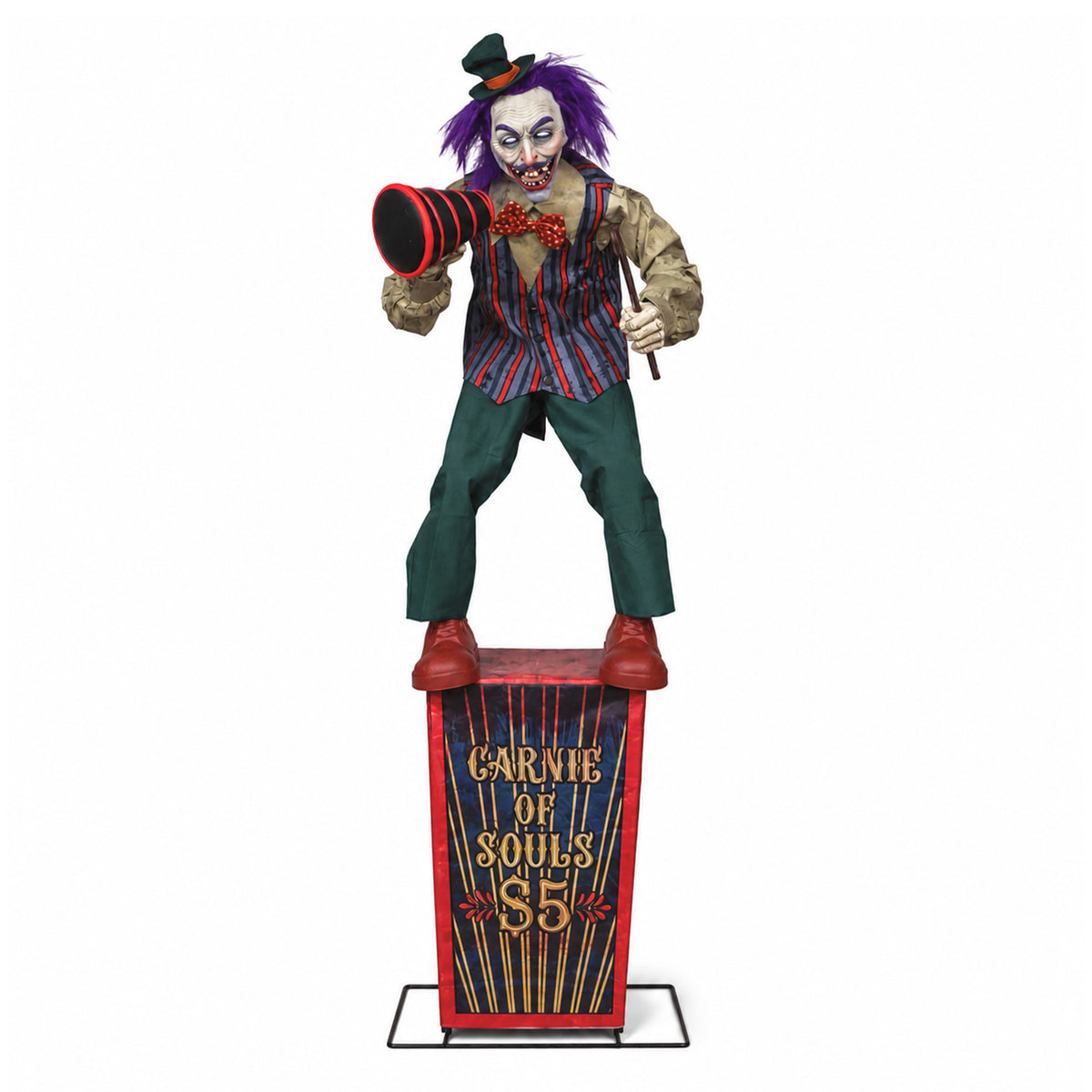 6ft (72 Inch) Tall Servo Carnival Barker Halloween Animatronic with Glowing Digi-Eyes