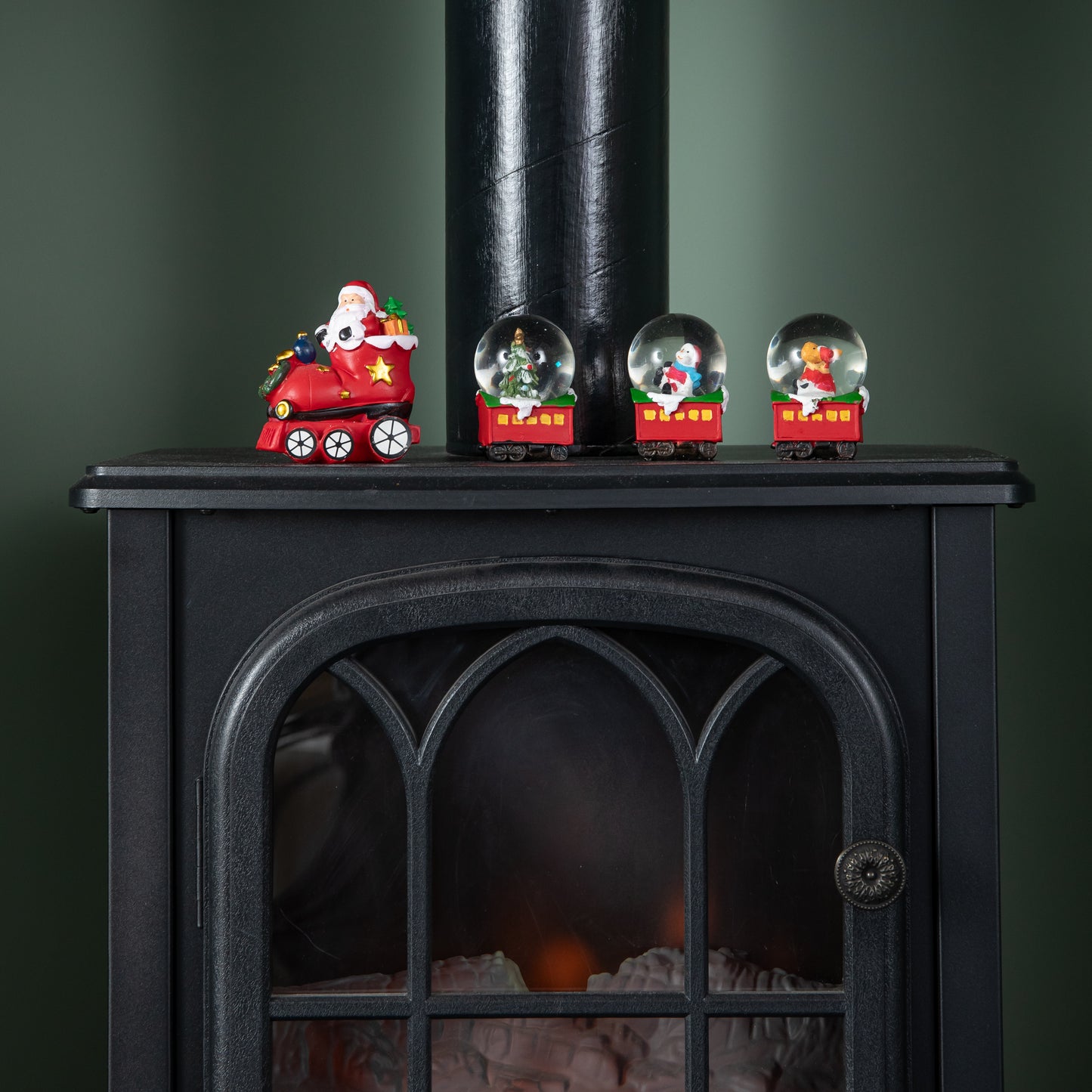 25cm All Aboard Santa's Train Christmas Snow Sphere Decoration