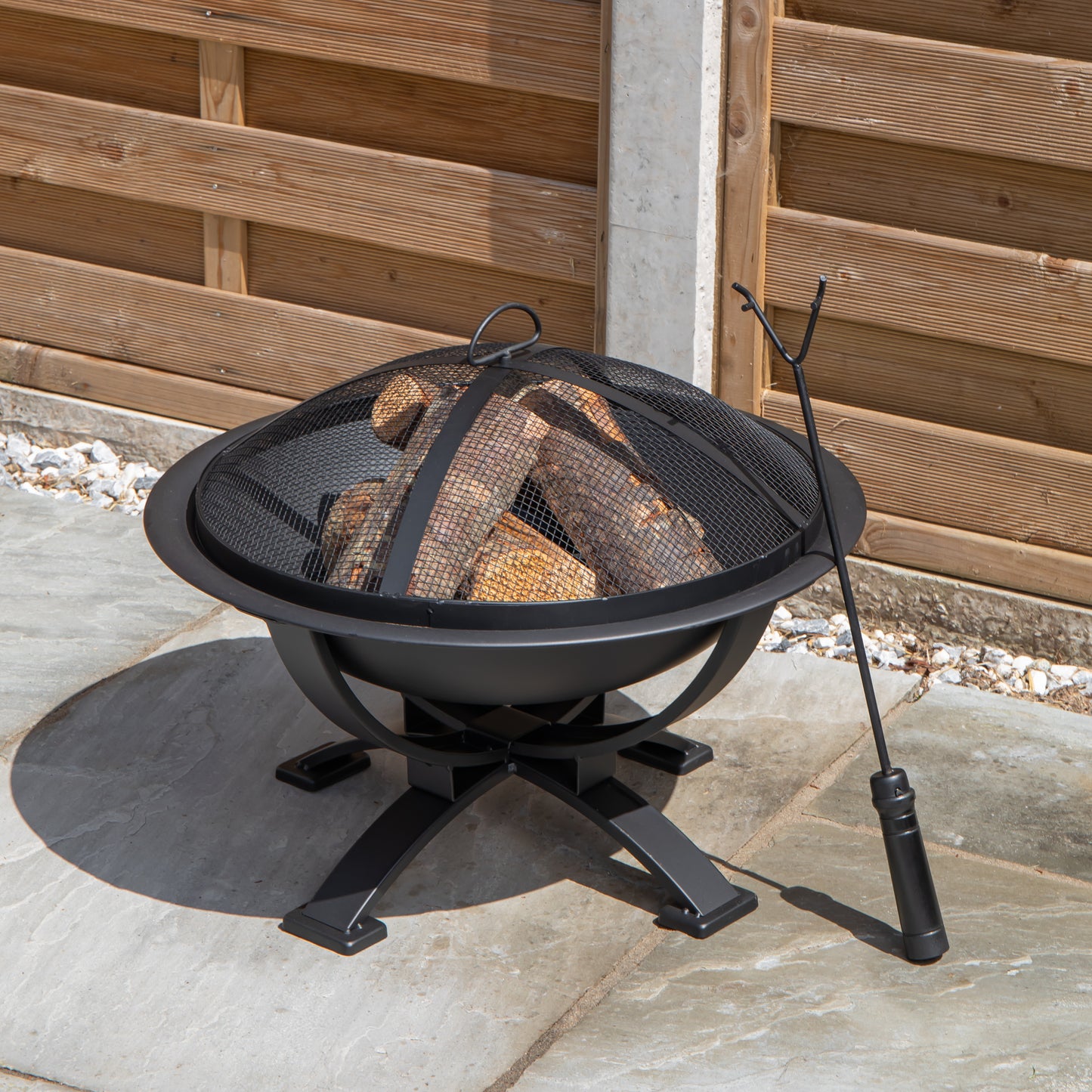 43cm Black Steel Outdoor Garden El Clasico Firepit with Fire Poker