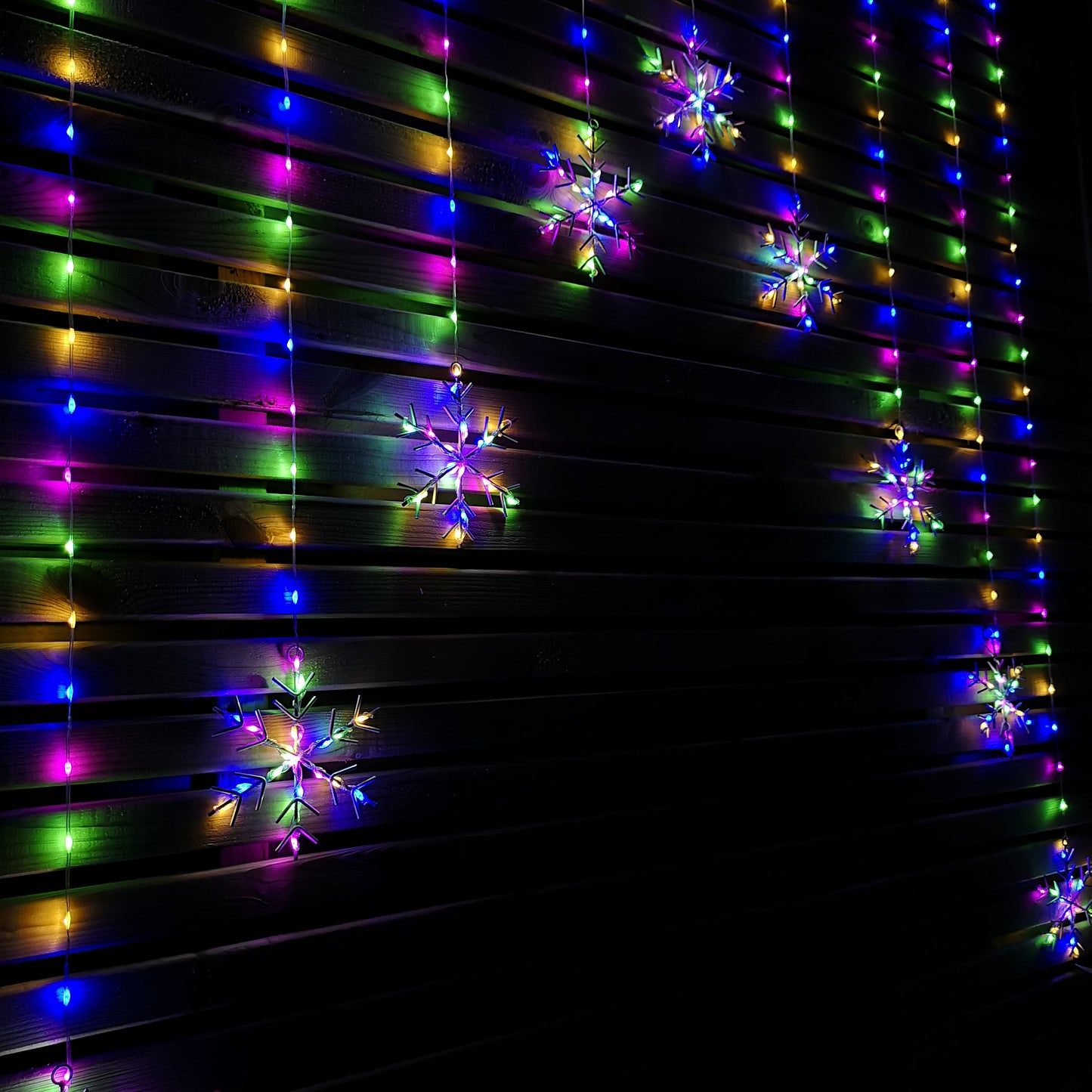 1.2m Multi Colour LED Snowflake Curtain Lights Christmas Decorations