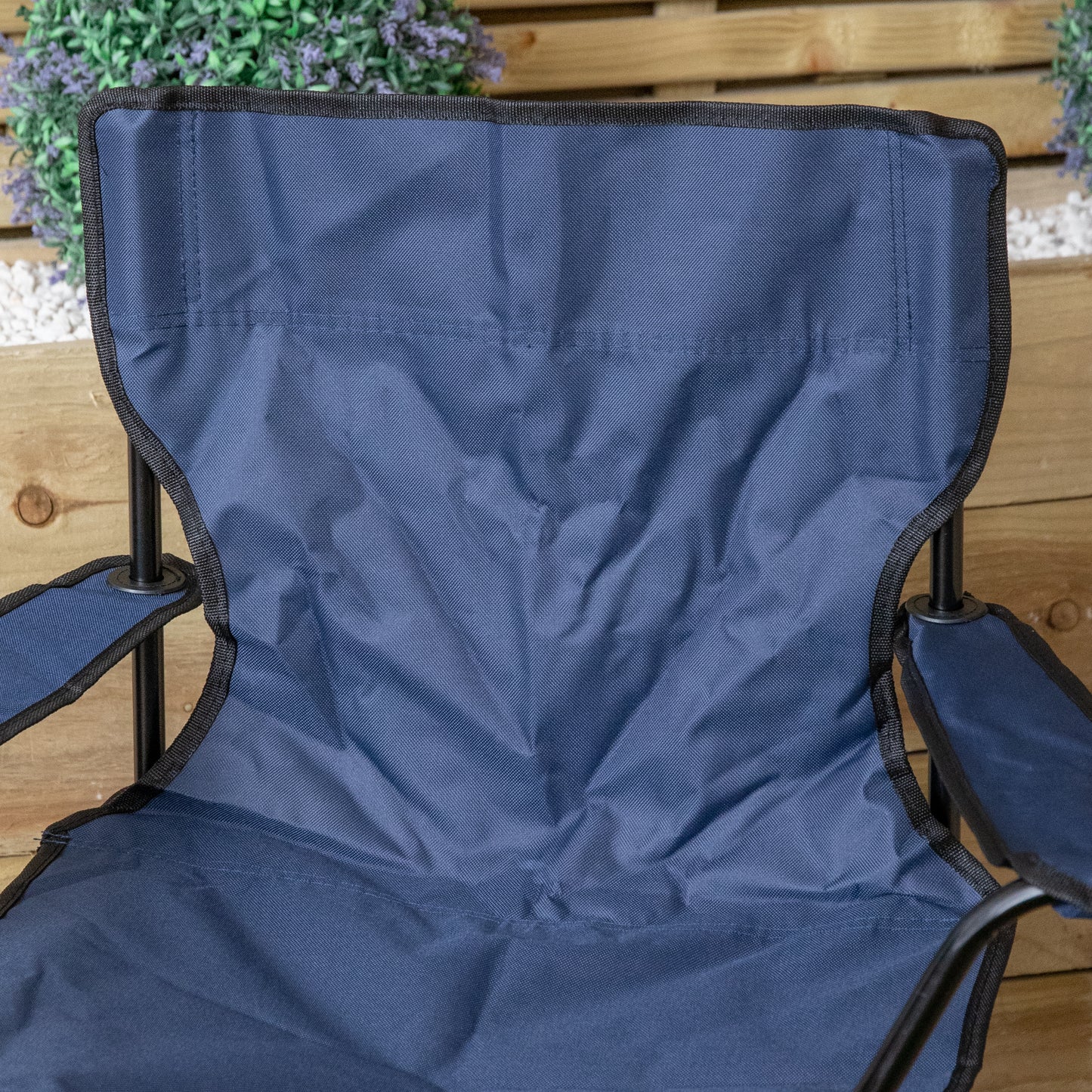 Outdoor Blue Folding Camping Chair with Armrests & Cupholder