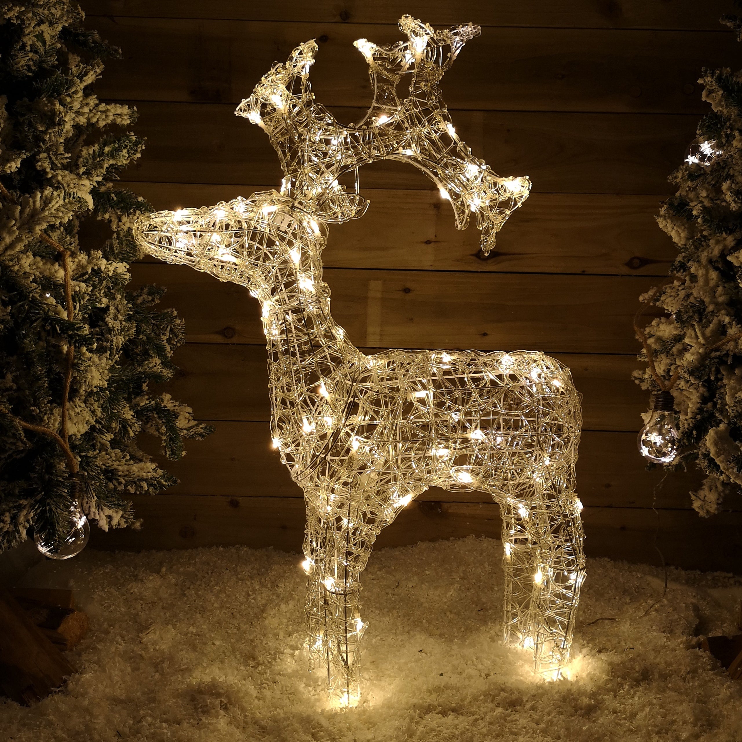 89cm Light up Soft Acrylic Christmas Standing Reindeer with Warm White LEDs
