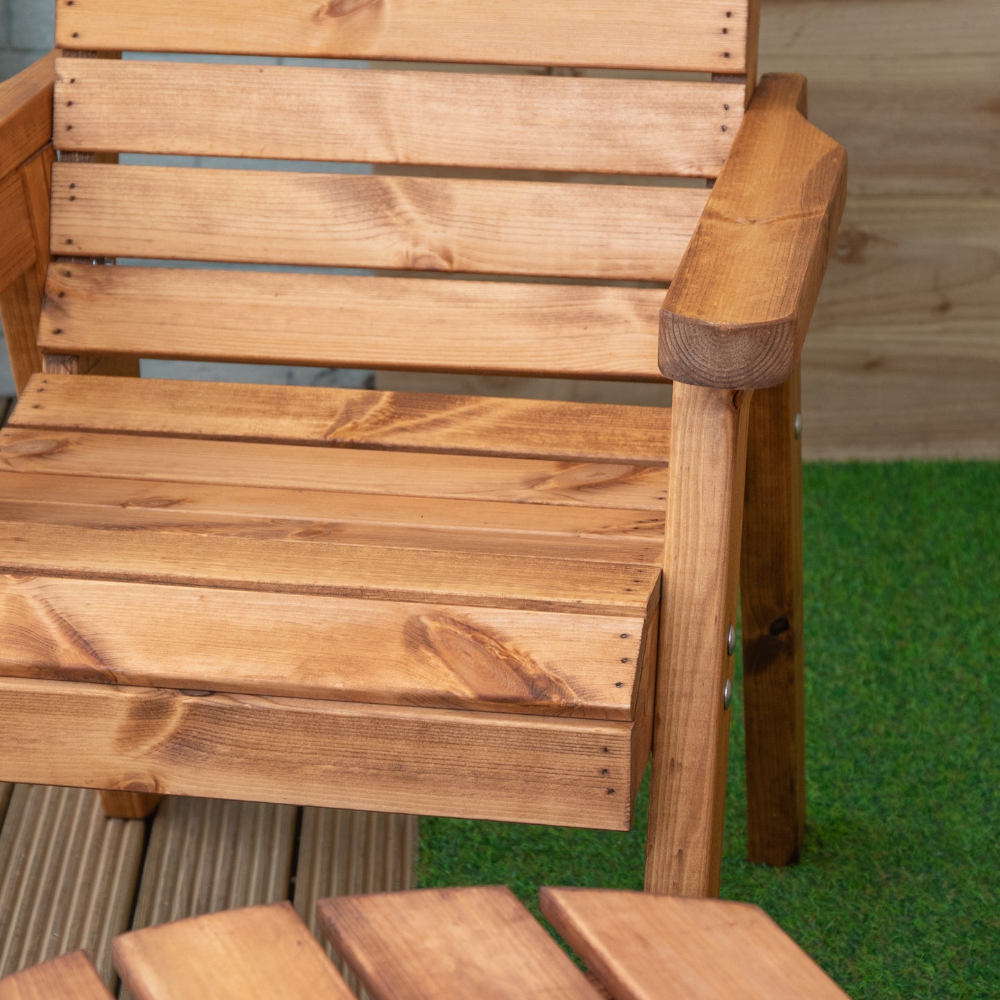 4 Seater Chunky Wooden Garden Furniture Set with Coffee Table