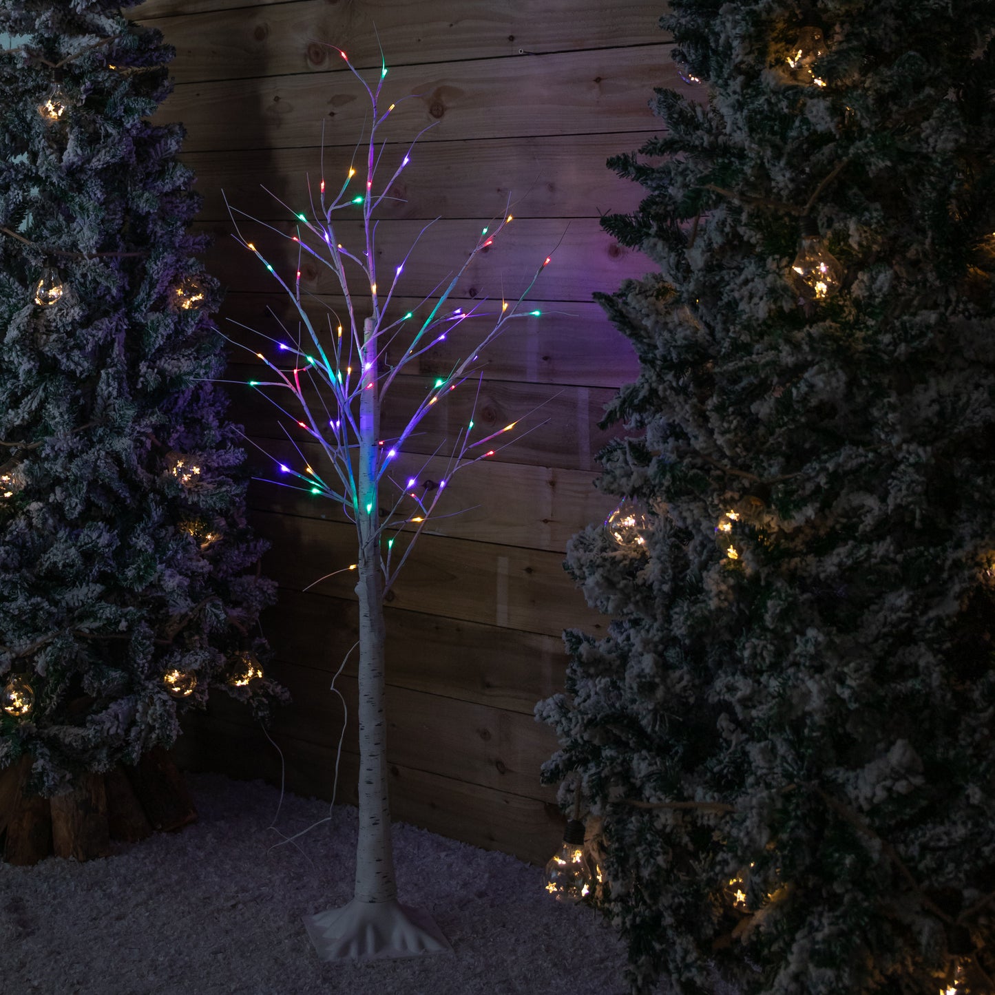 Factory Seconds: 1.5m Christmas Outdoor Birch Tree with 64 Multicoloured LEDs