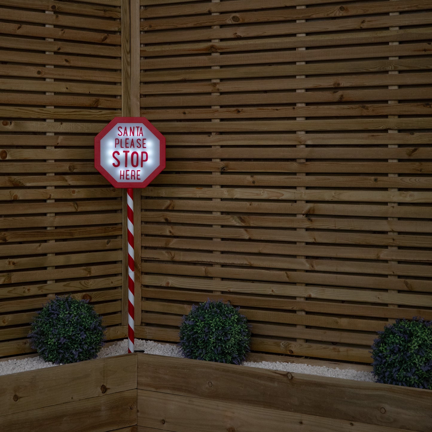 1.1m Battery Operated Light up Christmas Santa Stop Here Sign with LEDs