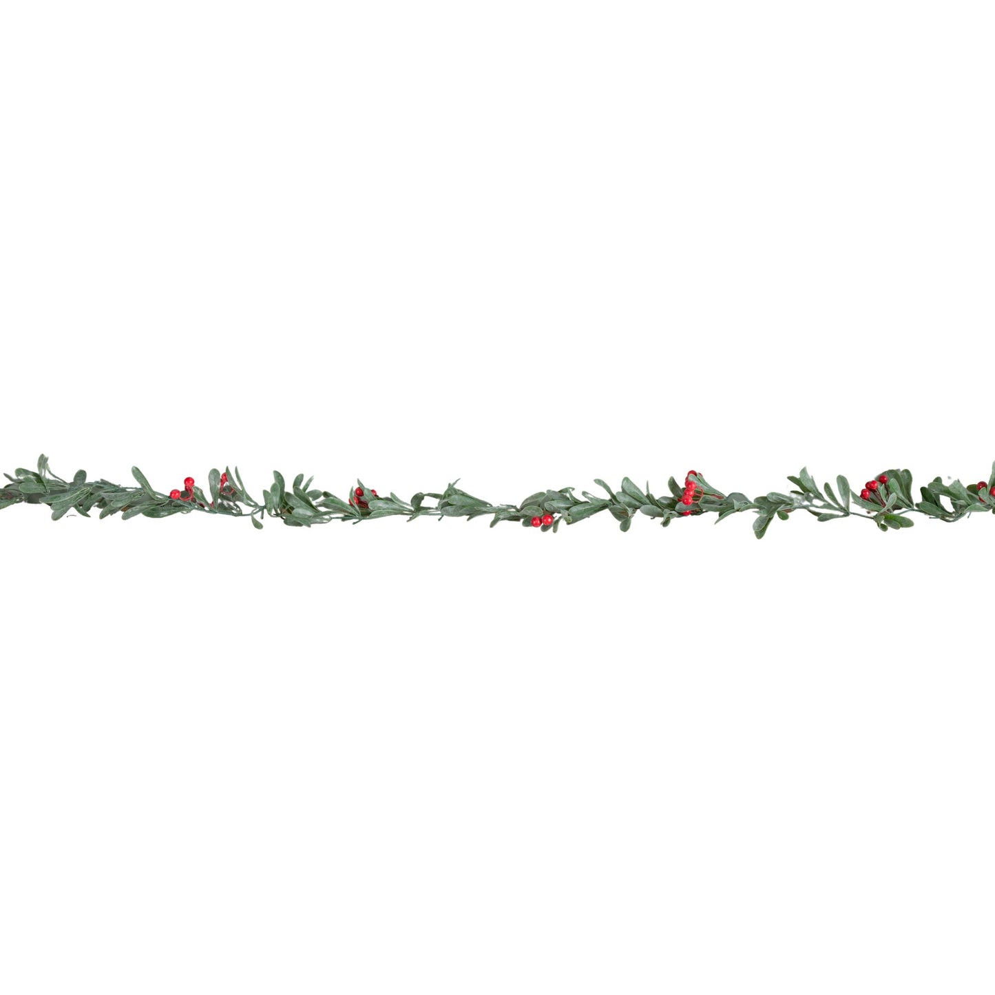 1.90m Festive Garland with Green Seasonal Leaves and Red Berries
