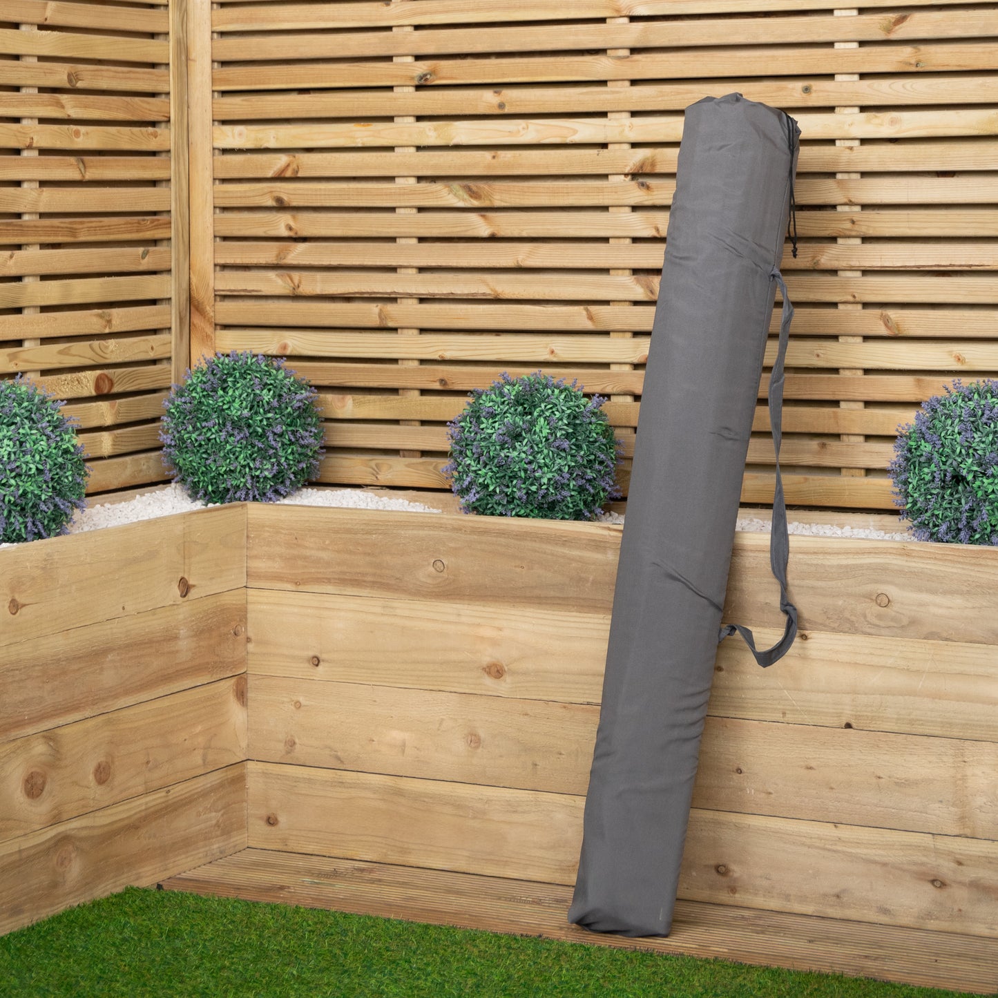 Samuel Alexander 2.7m Outdoor Wooden Garden Parasol Sun Shade with Carry Bag in Grey