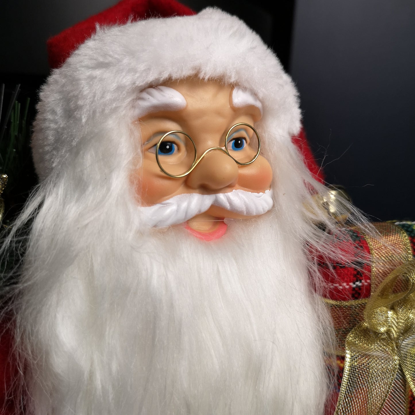 40cm Red Standing Santa Claus Indoor Decoration with Present and Green Sack