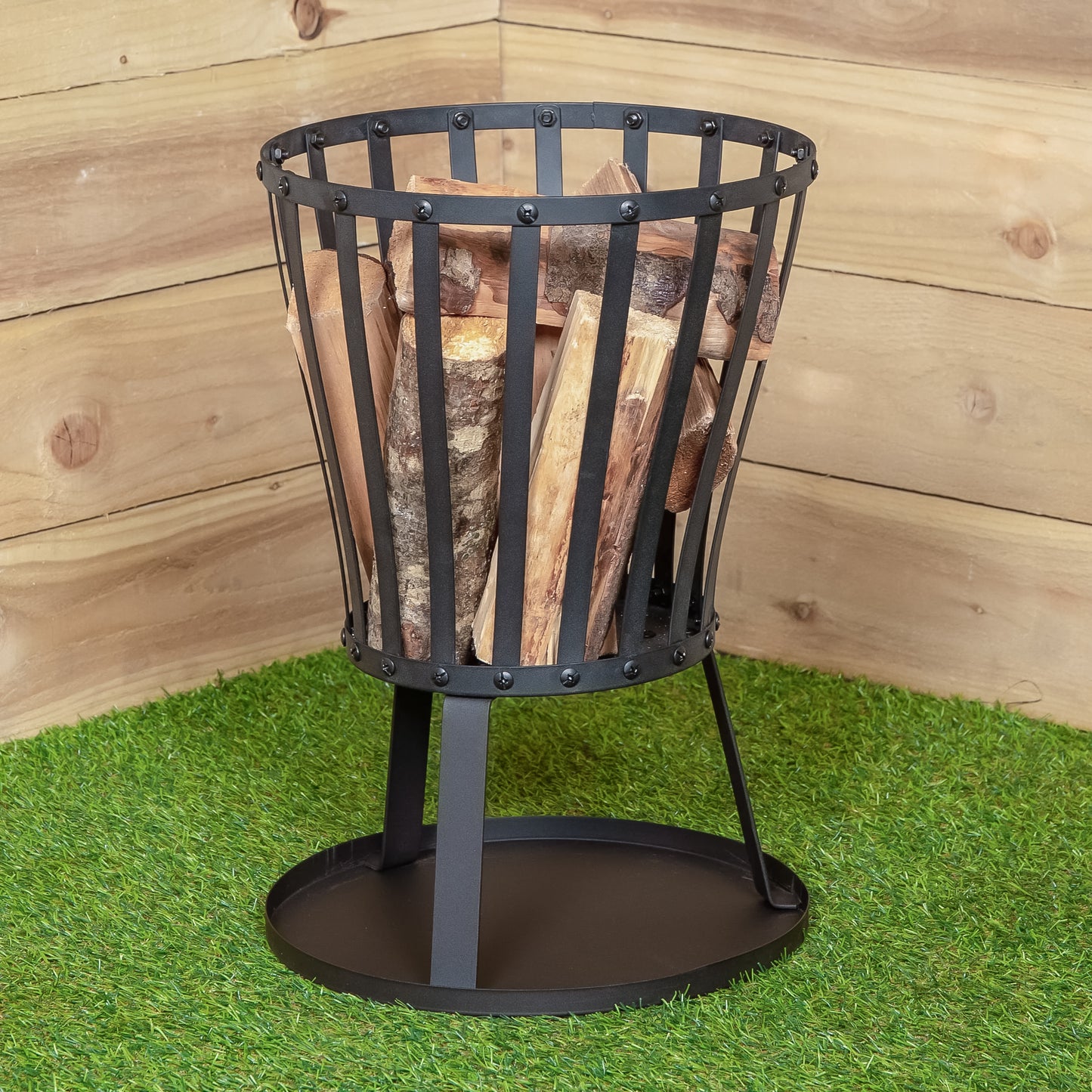 35cm Outdoor Black Steel Garden Log Burner Fire Basket