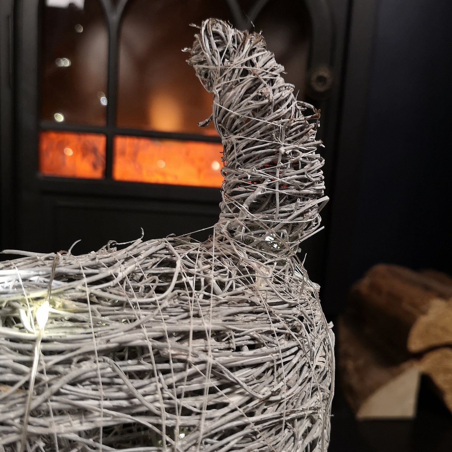 51cm Battery Operated Rattan Woven Blitzen Reindeer with Warm White LEDs