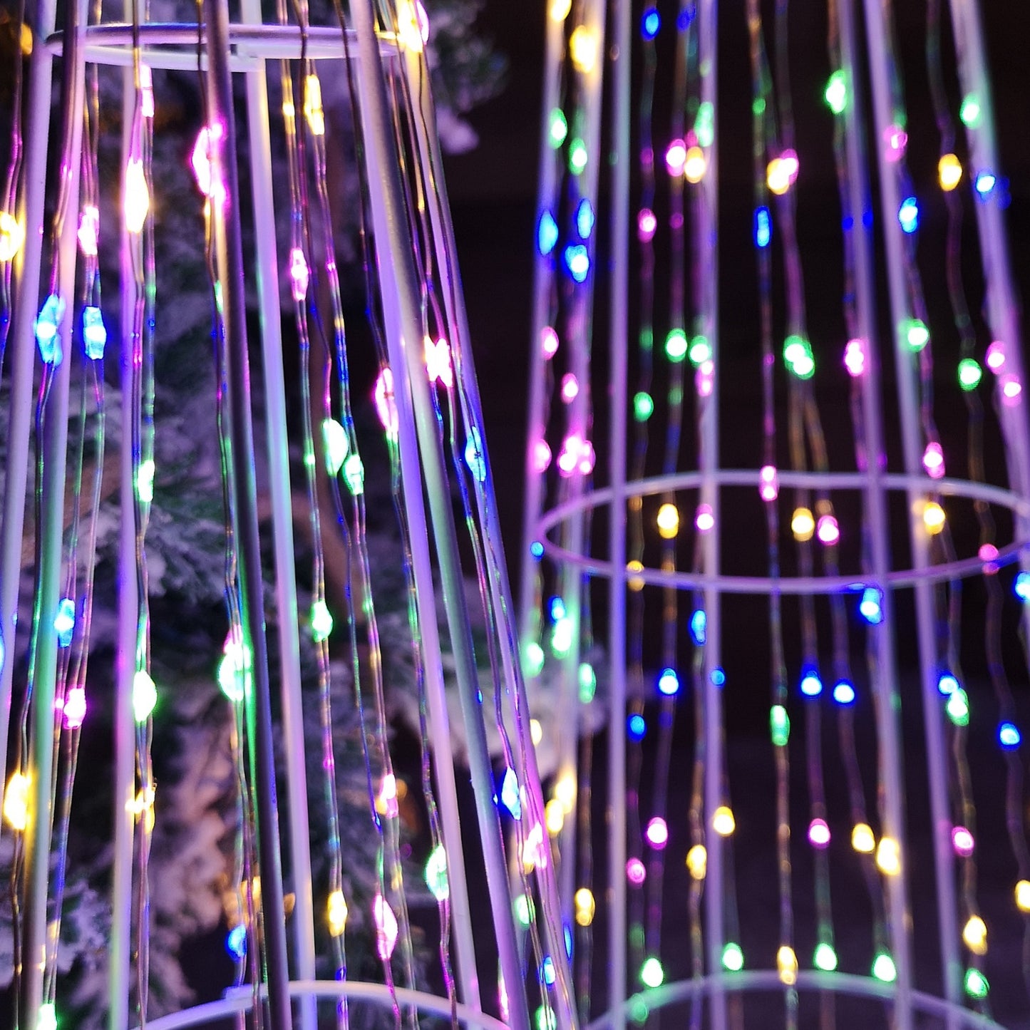 Multi Function LED White Tree Cone Trio with 640 Multi Coloured LEDs
