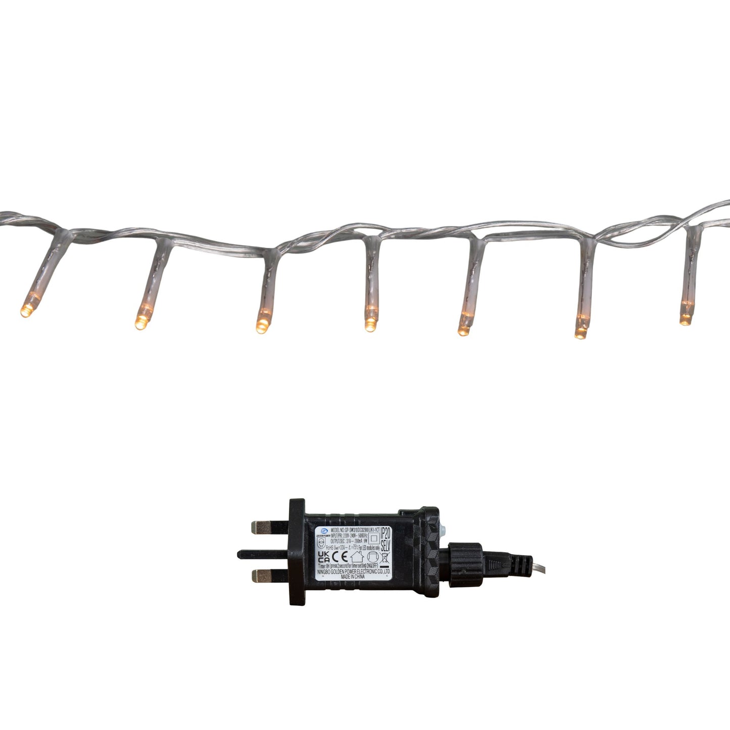 50m 2000 LED TreeBrights Christmas String Lights with Timer in Vintage Gold on Clear Cable