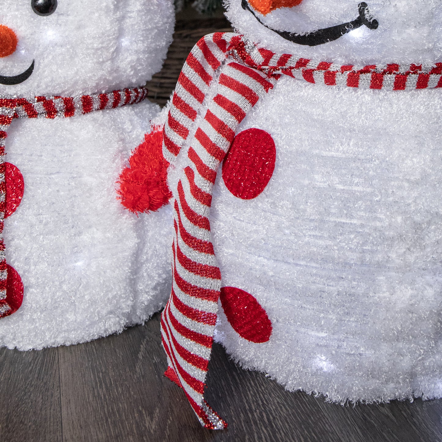 70cm Set of 3 Light up Foldable Cloth Christmas Snowmen with 130 White LEDs