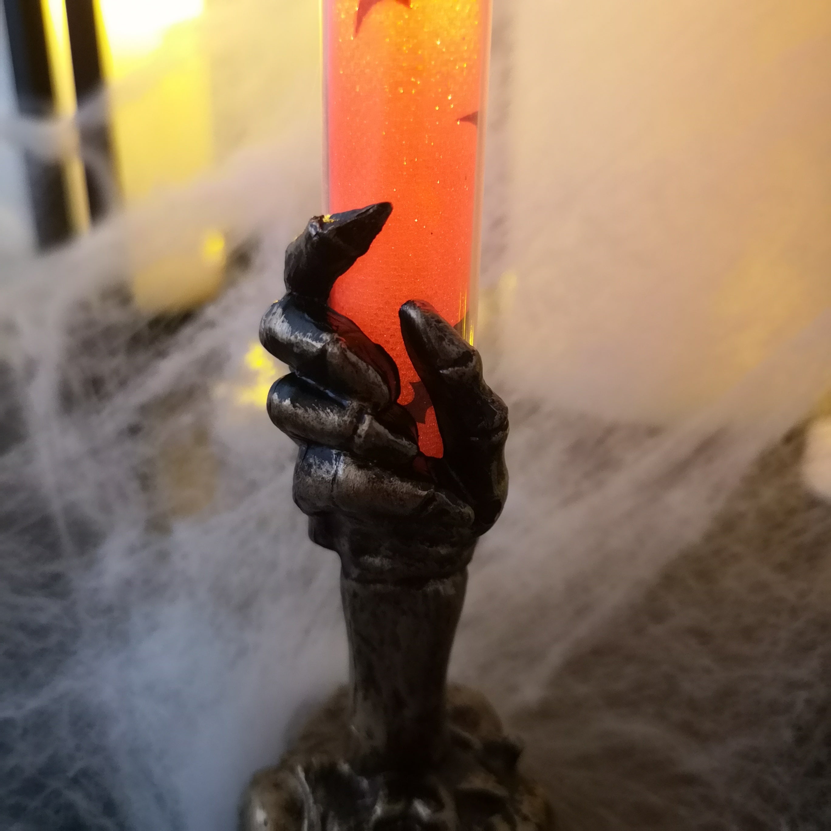 LED Halloween Skull Hand Flickering Candle Decoration in Bronze