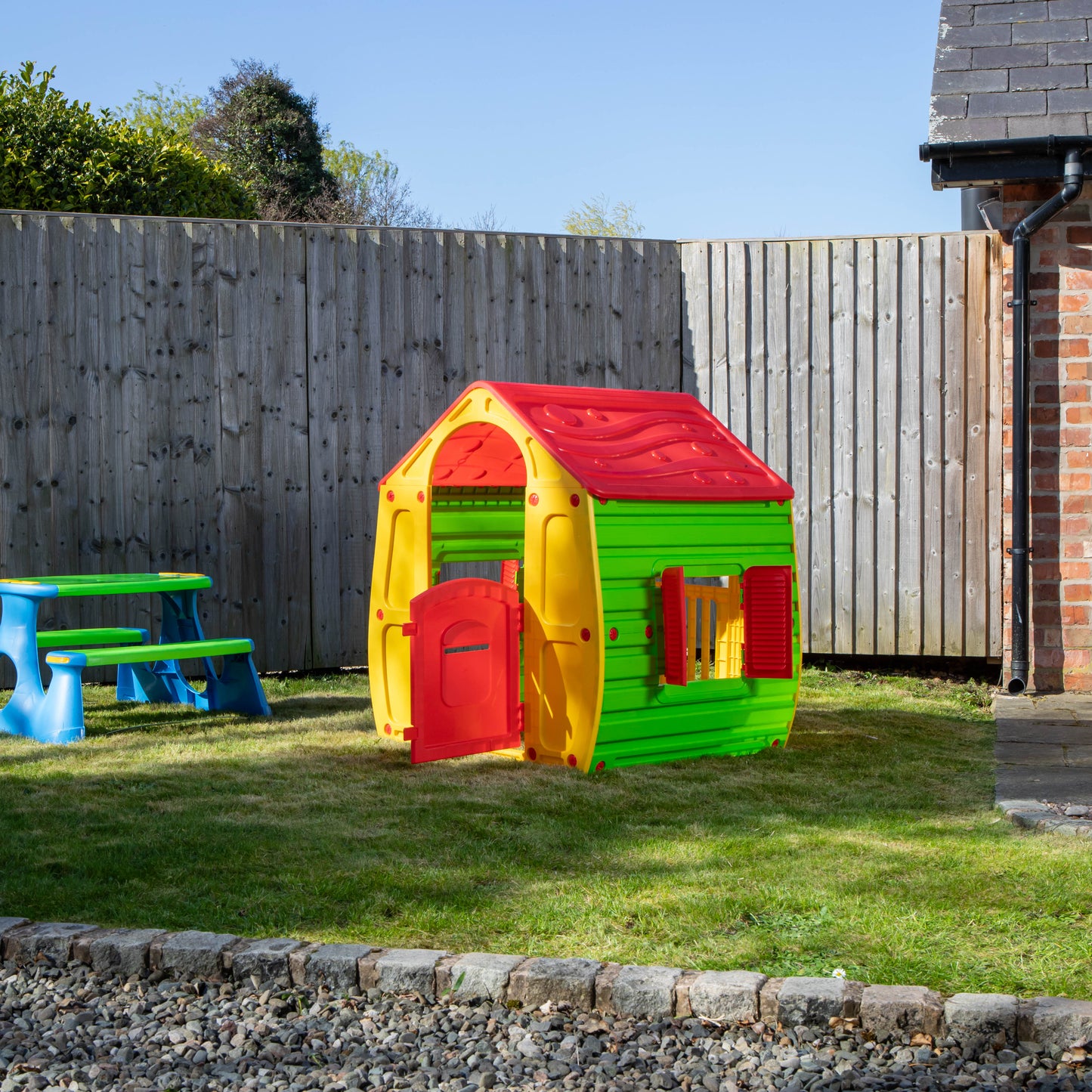 1.09m Yellow & Red Kids Indoor Outdoor Plastic Wendy House Magical Playhouse