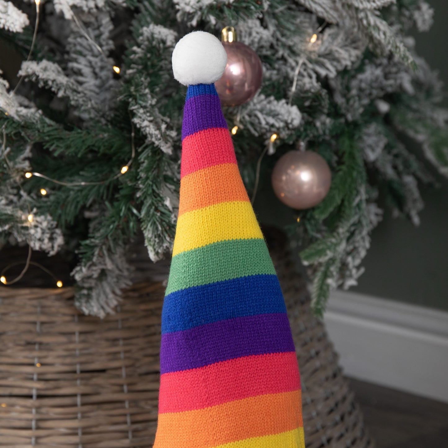 45cm Sitting Plush Christmas Gonk Decoration in Rainbow