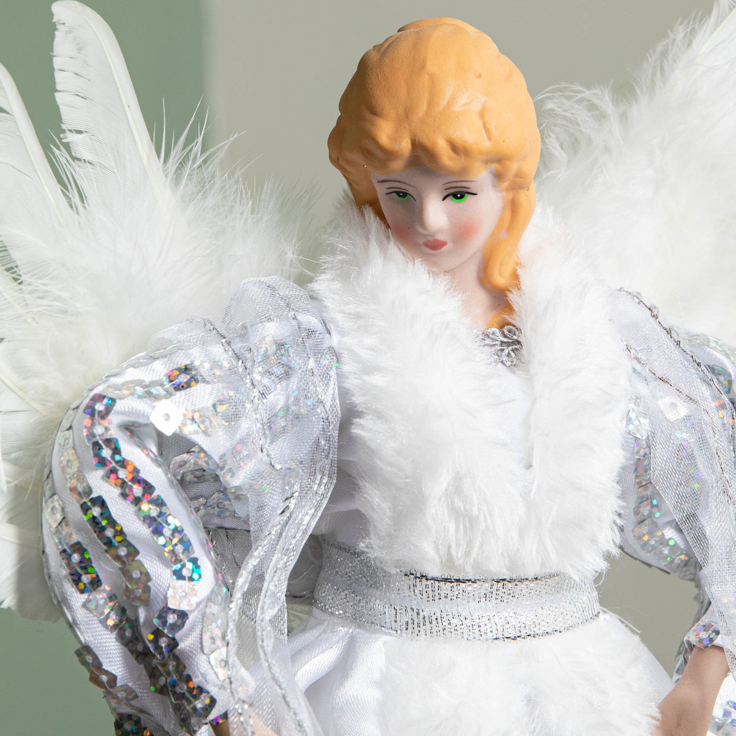 30cm Premier Christmas Tree Topper Angel Decoration in White & Silver