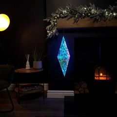 60cm Battery Operated Light up Hanging Christmas Dreamlight Diamond with 100 White LEDs