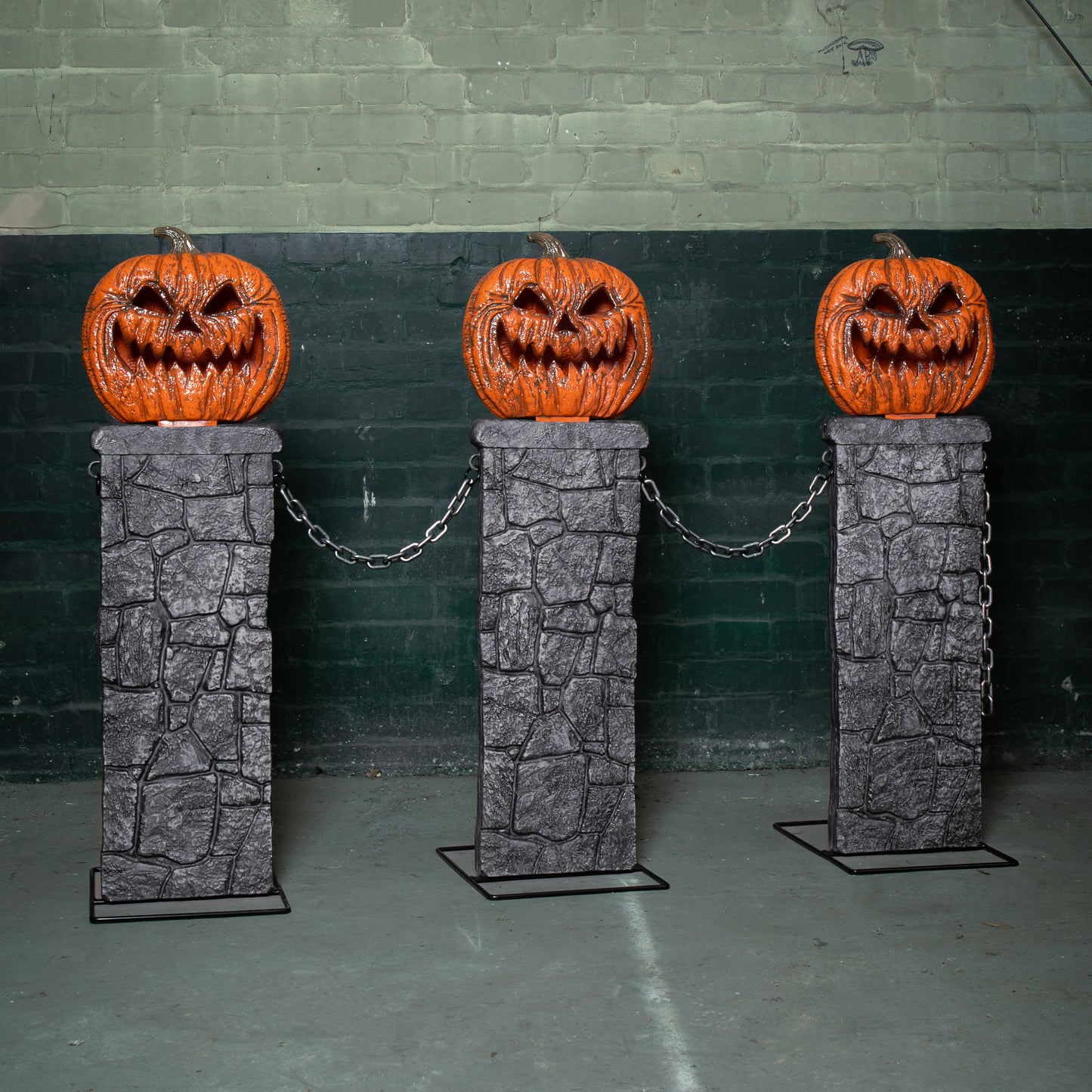 97cm x 1.2m Battery Powered Light up Halloween Pumpkin Fence with LEDs